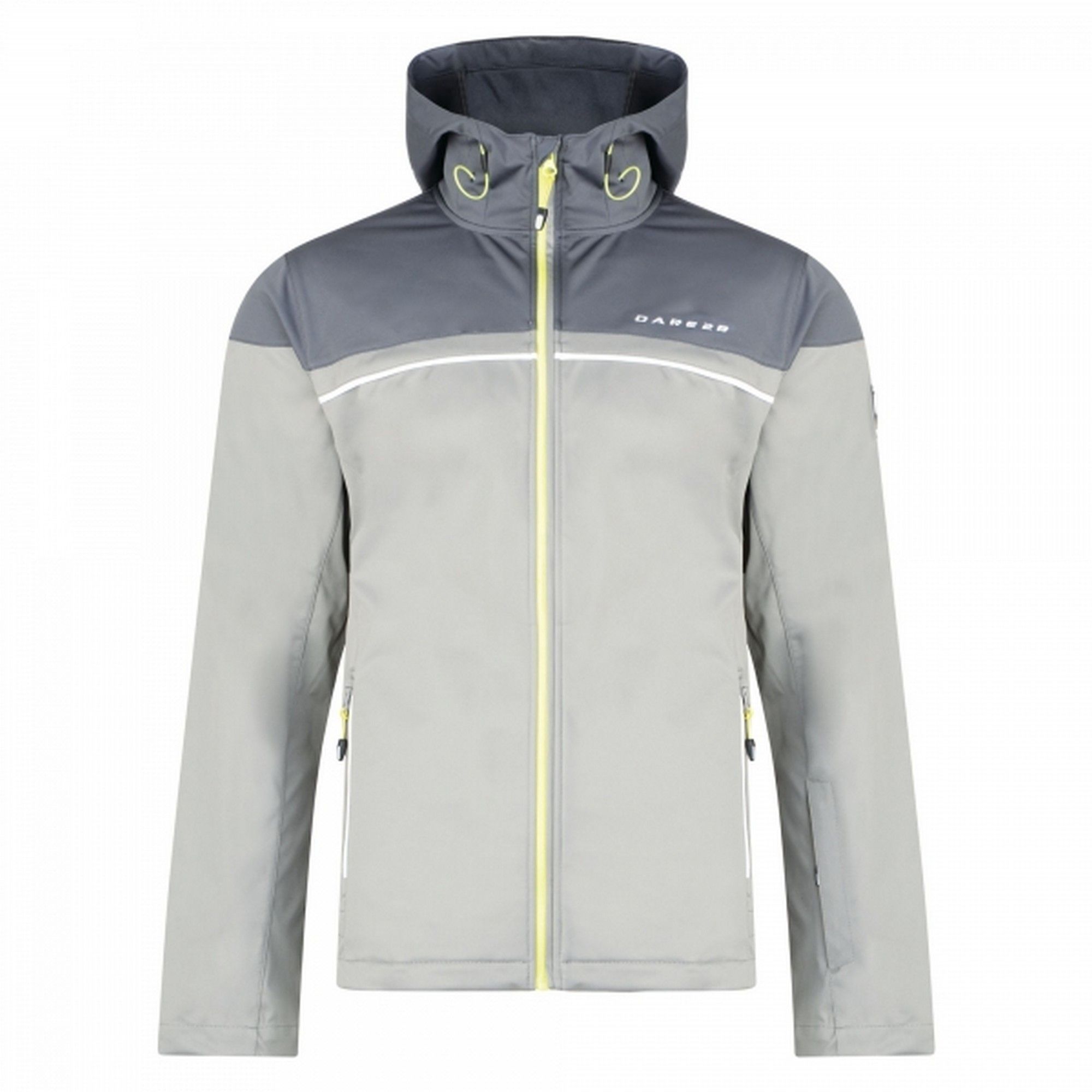 100% Polyester. Mens softshell jacket made of Ilus D-lab lightweight Polyester/Elastane fabric. Windproof membrane. Fabric waterproof up to 10,000mm. Breathability rating 5,000/m2/24hrs. Water repellent finish. Grown on hood with adjusters. Underarm ventilation zips. Inner zip and chin guard. Part elasticated cuffs. 2 x lower zip pockets. 1 x ski pass zip pocket. Warm scrim pocket lining. Adjustable shockcord hem. Ideal for wearing outdoors on a cold day.