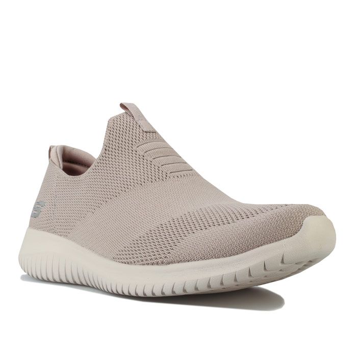 Womens Skechers Ultra Flex - First Take Trainers in taupe.<BR><BR>Lightweight sporty walking and training sneakers.<BR>- Skech Knit Mesh fabric upper.<BR>- Slip-on design.<BR>- Padded collar.<BR>- Woven pull on loop at heel and tongue for easy on - off.<BR>- Comfortable textile lining.<BR>- Air Cooled Memory Foam cushioned comfort insole.<BR>- Ultra Flex midsole with super lightweight cushioning.<BR>- Textured midsole with flex grooves.<BR>- Flexible rubber traction sole.<BR>- Side S logo.<BR>- Textile upper and lining  Synthetic sole.<BR>- Ref: 12837-TPE
