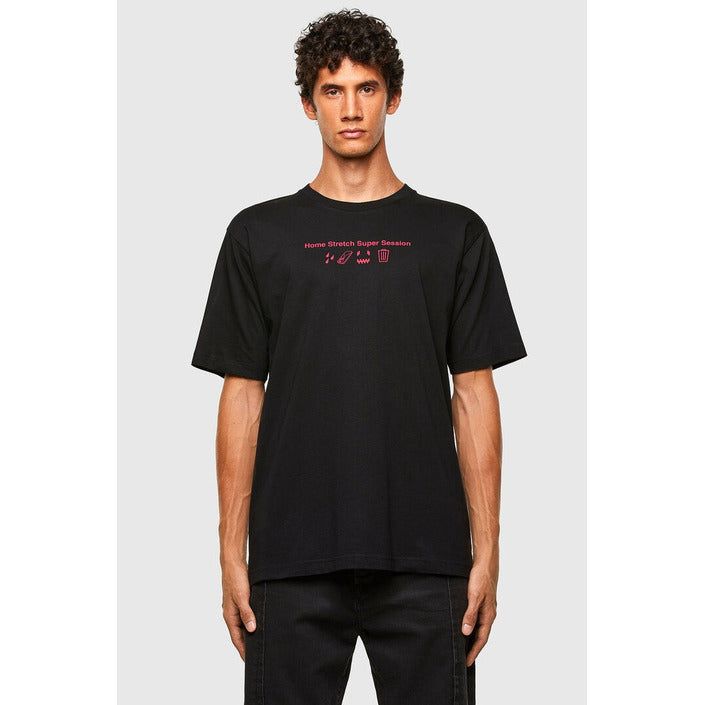 Brand: Diesel Gender: Men Type: T-shirts Season: Spring/Summer  PRODUCT DETAIL • Color: black • Pattern: print • Sleeves: short • Neckline: round neck  COMPOSITION AND MATERIAL • Composition: -100% cotton  •  Washing: machine wash at 30°