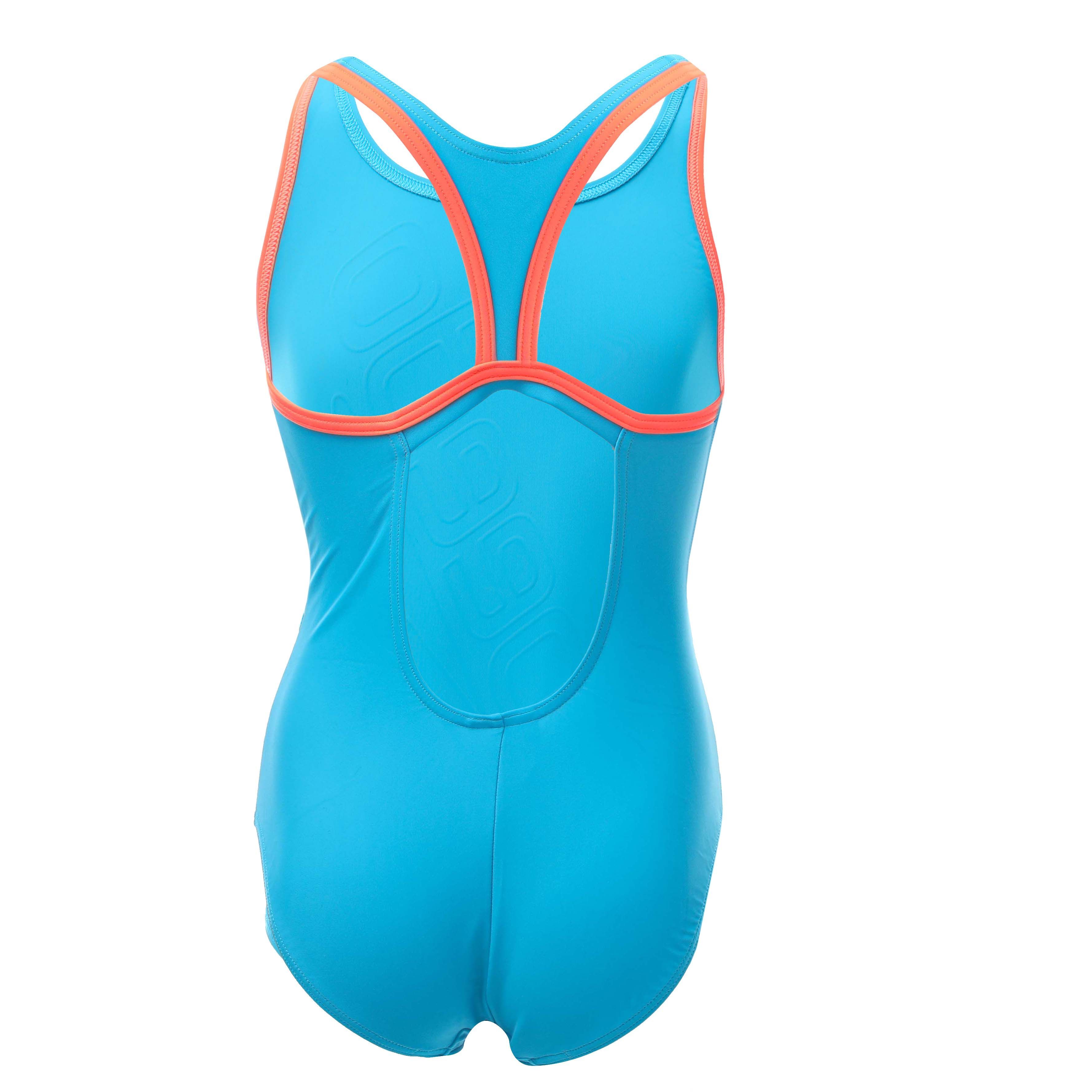 Girls Speedo Boomstar Logo Flyback Swimsuit In Blue Red