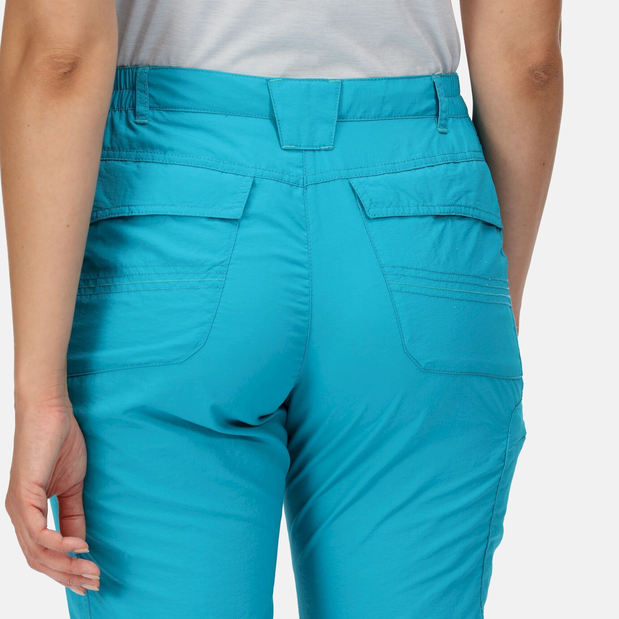 Material: 100% lightweight polyamide fabric. Durable water repellent finish. UV protection (UPF) of 40+. Quick drying. Crease resistant. Part elasticated waist. Multi pocketed. Drawcord at leg hems.