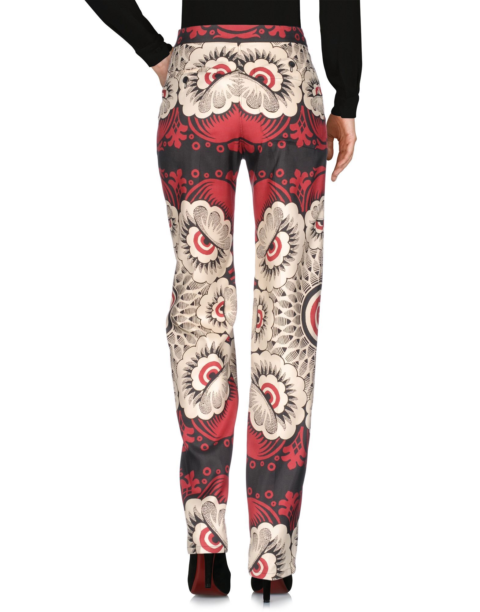 Valentino Ivory Pattern Silk Tailored Trousers