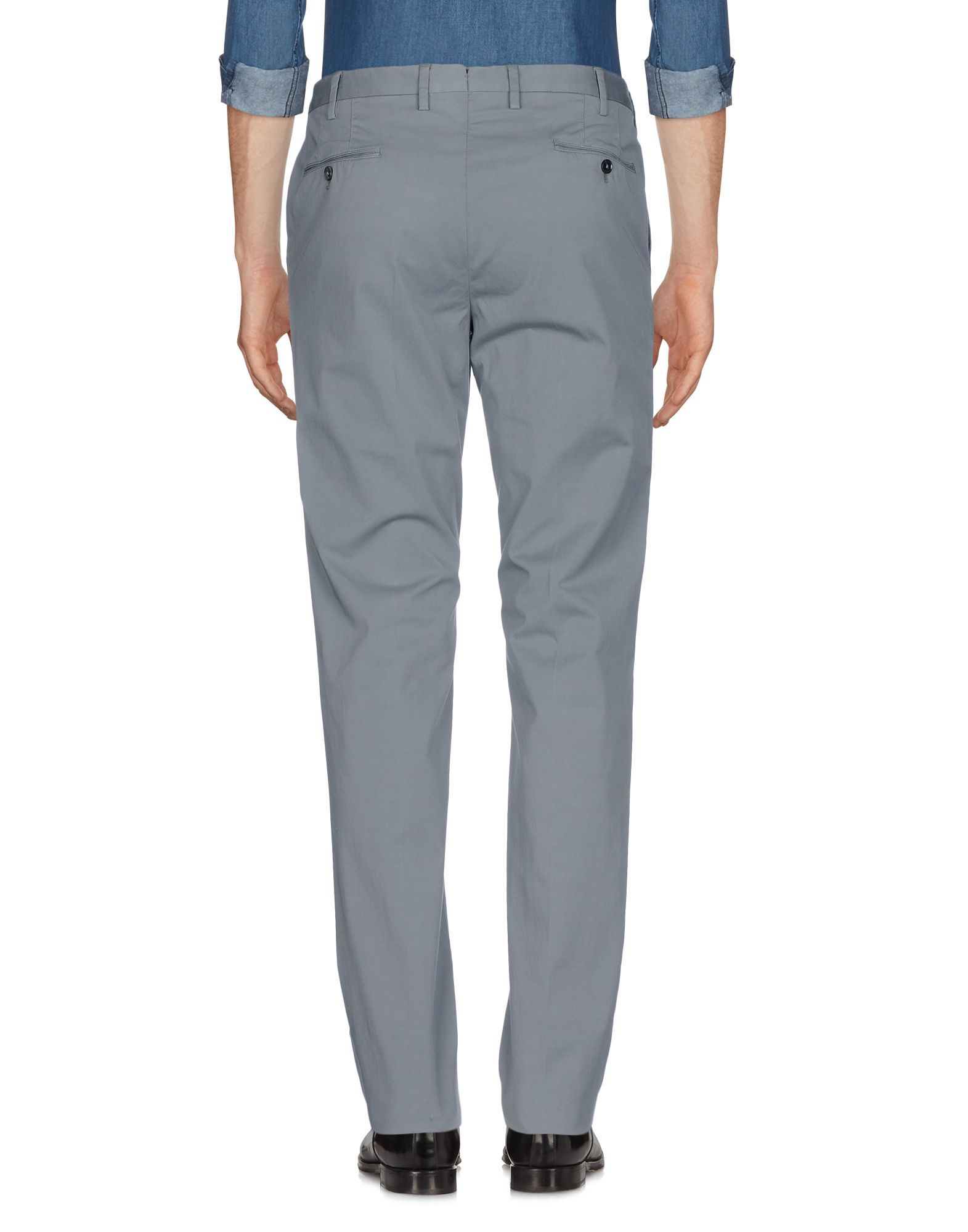 Pt01 Grey Cotton Tapered Leg Chino Trousers