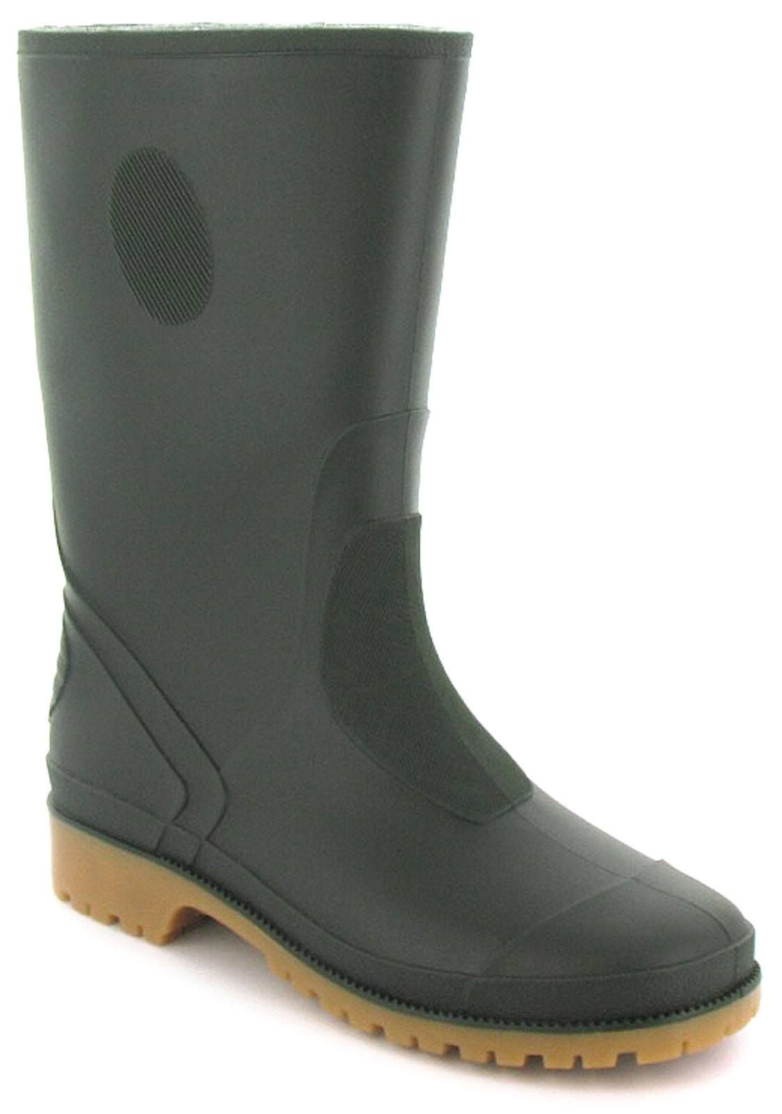 New Boys/Childrens Green Pvc Long Leg Wellington Boots. Manmade Upper. Fabric Lining. Synthetic Sole. Kids Childs Green Wellies Wellys Outdoors Rain Boots Wet.