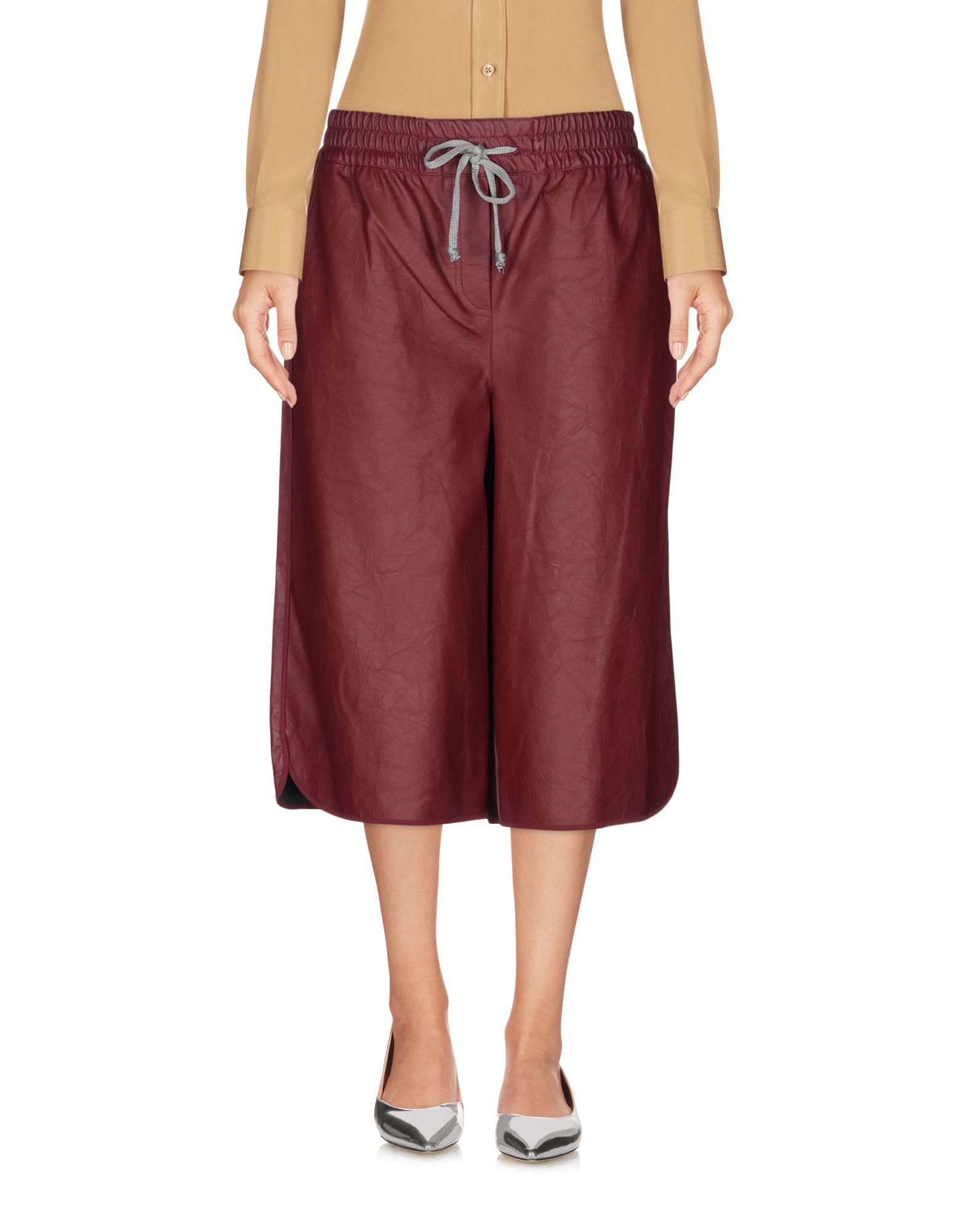 Atos Atos Lombardini Maroon Faux Leather Cropped Trousers