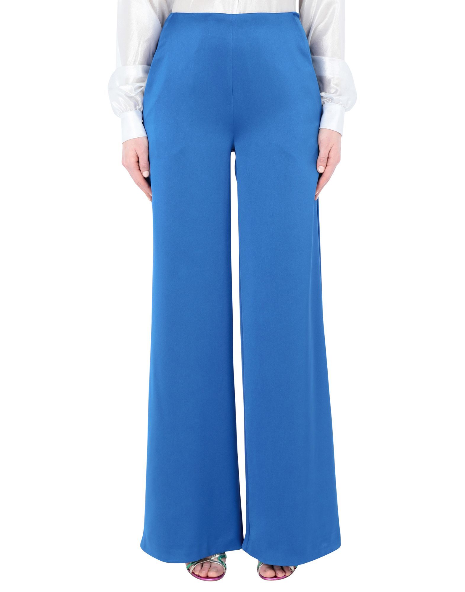 satin, no appliqués, basic solid colour, high waisted, comfort fit, wide leg, hook-and-bar, zip, multipockets, small sized