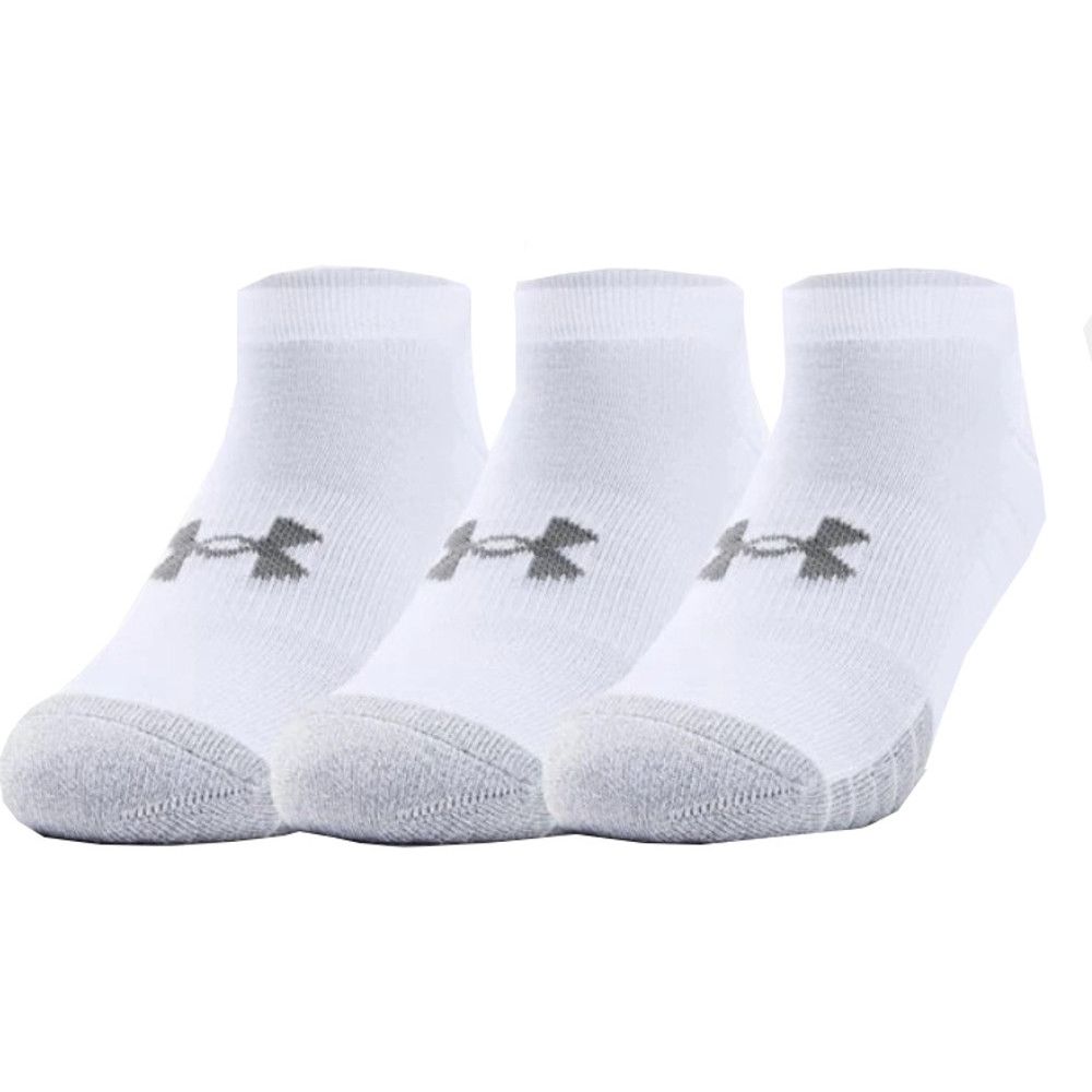 HeatGear fabric wicks sweat away from your skin to keep you cool, dry & light. Dynamic Arch Support helps reduce foot fatigue. Strategic Cushion reduces bulk, delivers flexibility & breathability. Mesh panels for added breathability. Three pairs of socks. 61% Cotton/36% Polyeste/,3% Elastane.