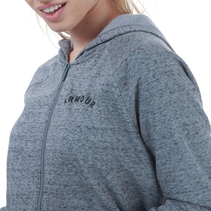 Womens Under Armour Rival Terry Zip Hoody in grey.<BR>- French Terry has a smooth outer layer & a warm  soft inner layer.<BR>- Wicks sweat & dries really fast.<BR>- Raglan sleeves.<BR>- Rival Terry Training Full Zip.<BR>- Open hand pockets.<BR>- Dropped  shaped hem for enhanced coverage.<BR>- 80% Cotton  20% Polyester. Machine washable.<BR>- Ref: 1351810035