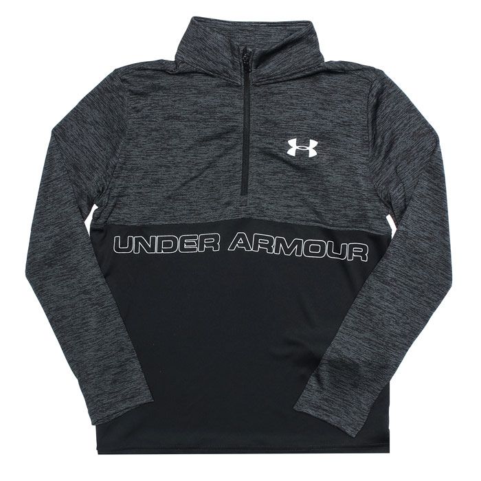 Infant Boys Under Armour Tech 1-2 Zip Sweat in Black<BR><BR>- Half zip to collar<BR>- Long sleeve<BR>- Stand up collar<BR>- Colour blocked design<BR>- Loose cut<BR>- HeatGear® Keeps you cool<BR>- Branding to chest<BR>- 100% Polyester. Machine Washable<BR>- Ref: 1352083001