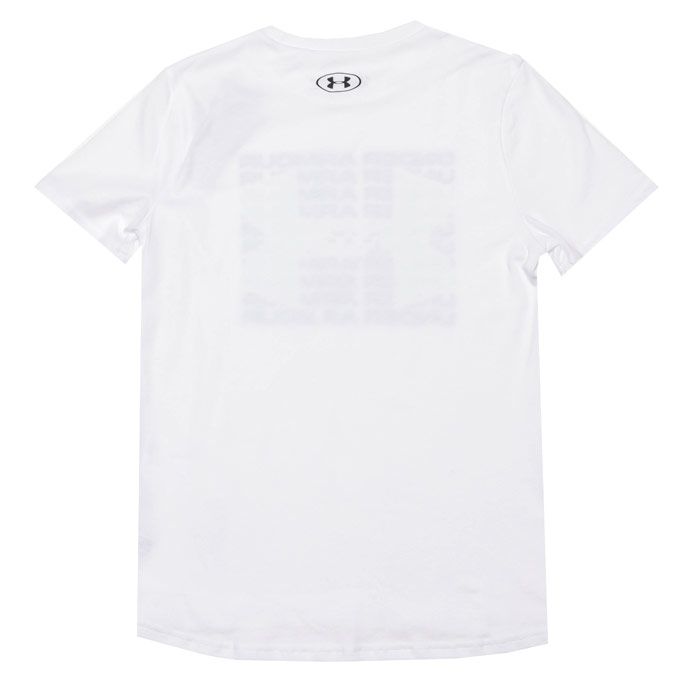 Junior Boys Under Armour Wordmark T-Shirt  White.   <BR><BR>- Ribbed crew neck<BR>- Short sleeves<BR>- Graphic print to front<BR>- Branding to front and reverse collar<BR>- 60% Cotton  40% Polyester  Machine washable.<BR>- Ref: 1357260100