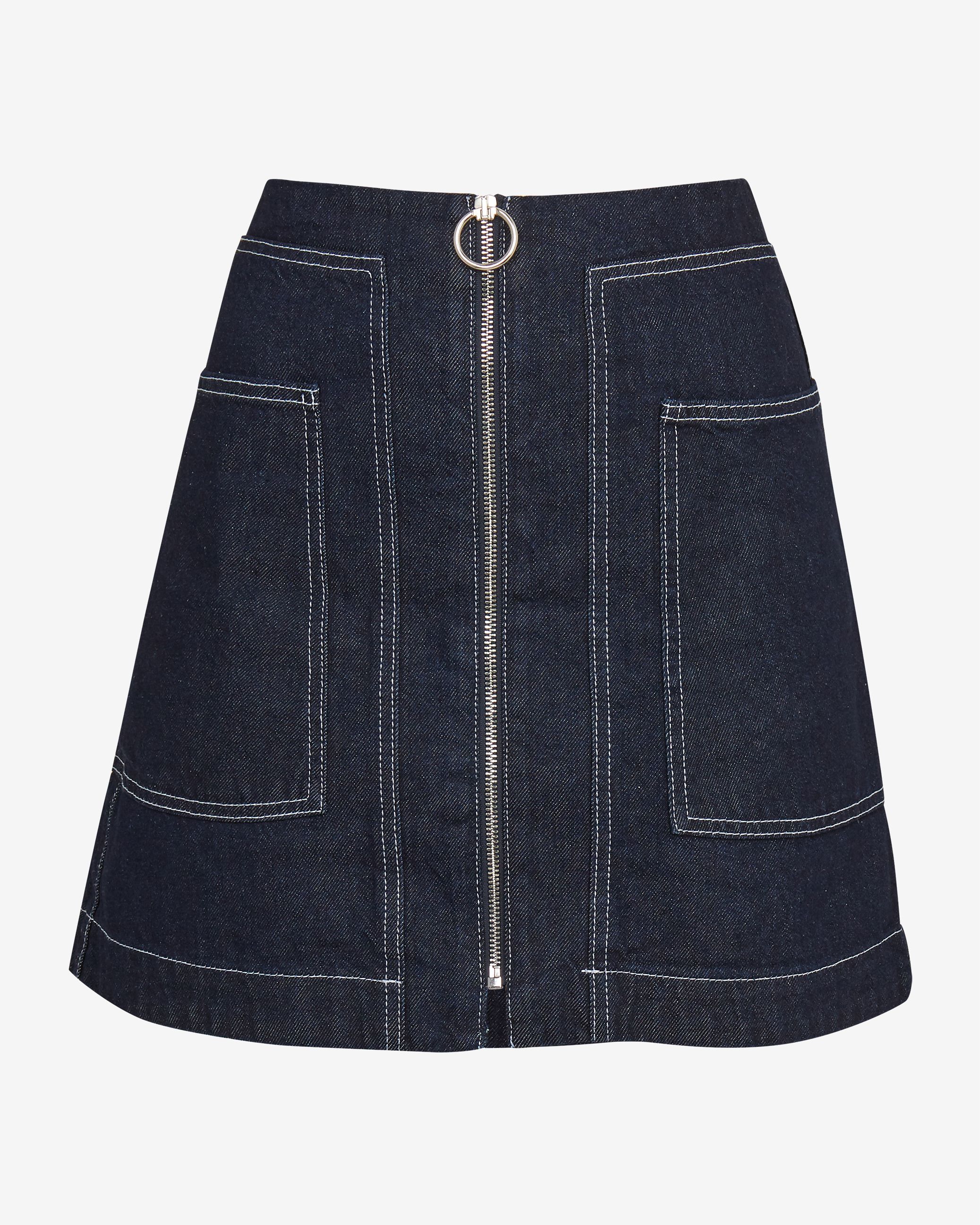 Denim Zip Detail Mini Skirt