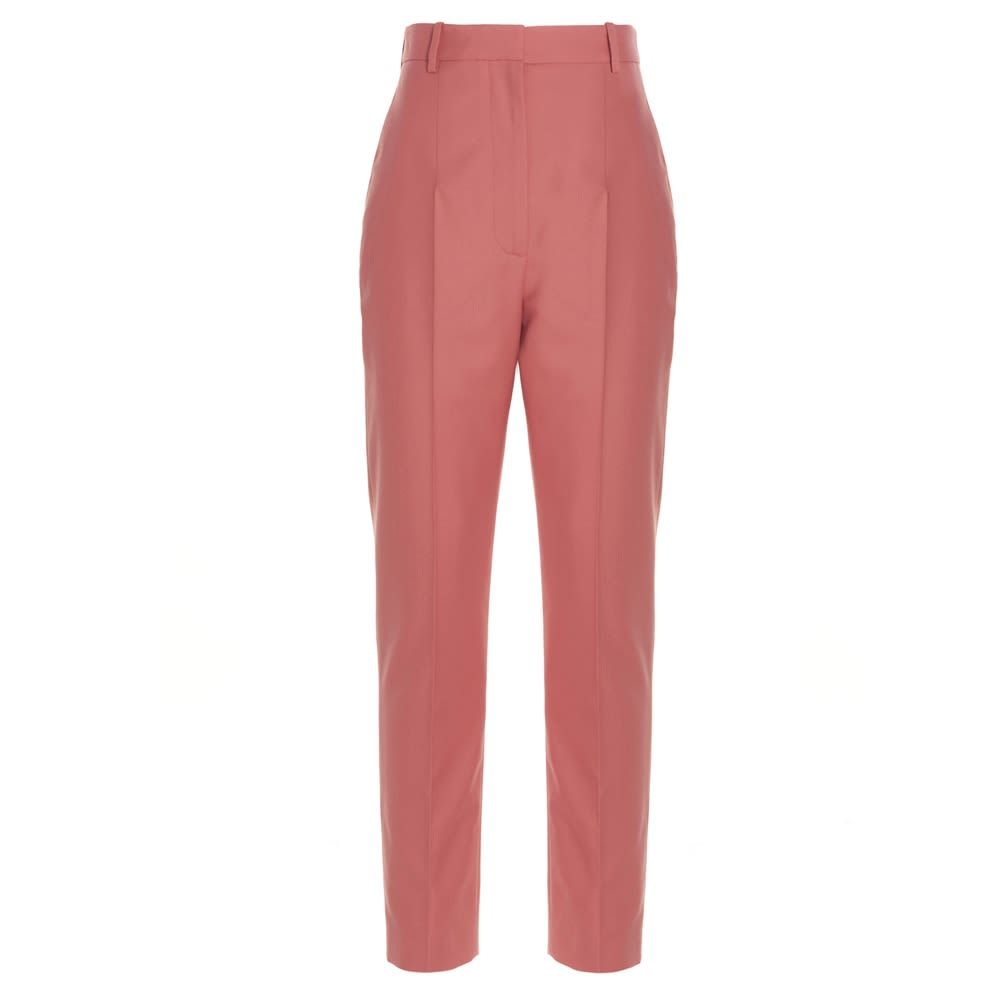 Cigarette-style wool pants with a central pleat, a zip and a hook-and-eye closure.