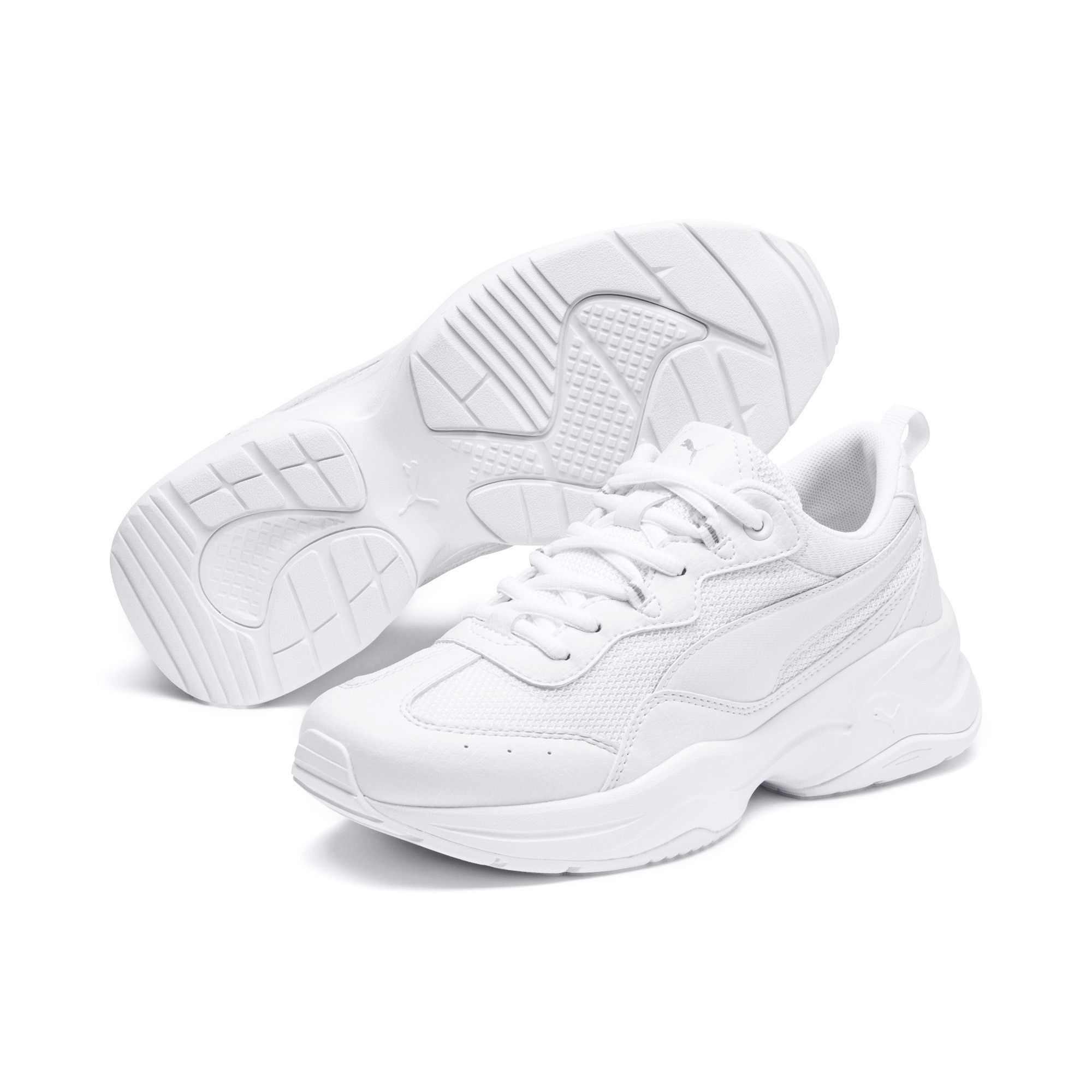  With their chunky silhouette and overlay details on the upper, these kicks look like they just stepped out of an industrial-inspired dance video. And with a boatload of features and tech incorporated, they certainly wouldn’t be out of place on a dancer’s feet. The IMEVA midsole offers supreme cushioning and support, and the SoftFoam+ sockliner takes the comfort factor up a notch, offering a plush ride with every step. The rubber outsole helps prevent slips and sliding. FEATURES & BENEFITS IMEVA: PUMA's midsole for a lightweight and comfortable feelSoftFoam+: PUMA's comfort sockliner for instant step-in and long-lasting comfort that provides soft cushioning every step of your day DETAILS Mesh and synthetic upperRubber outsole for gripLace closure for a snug fitPUMA Cat Logo on the tongue and at heel