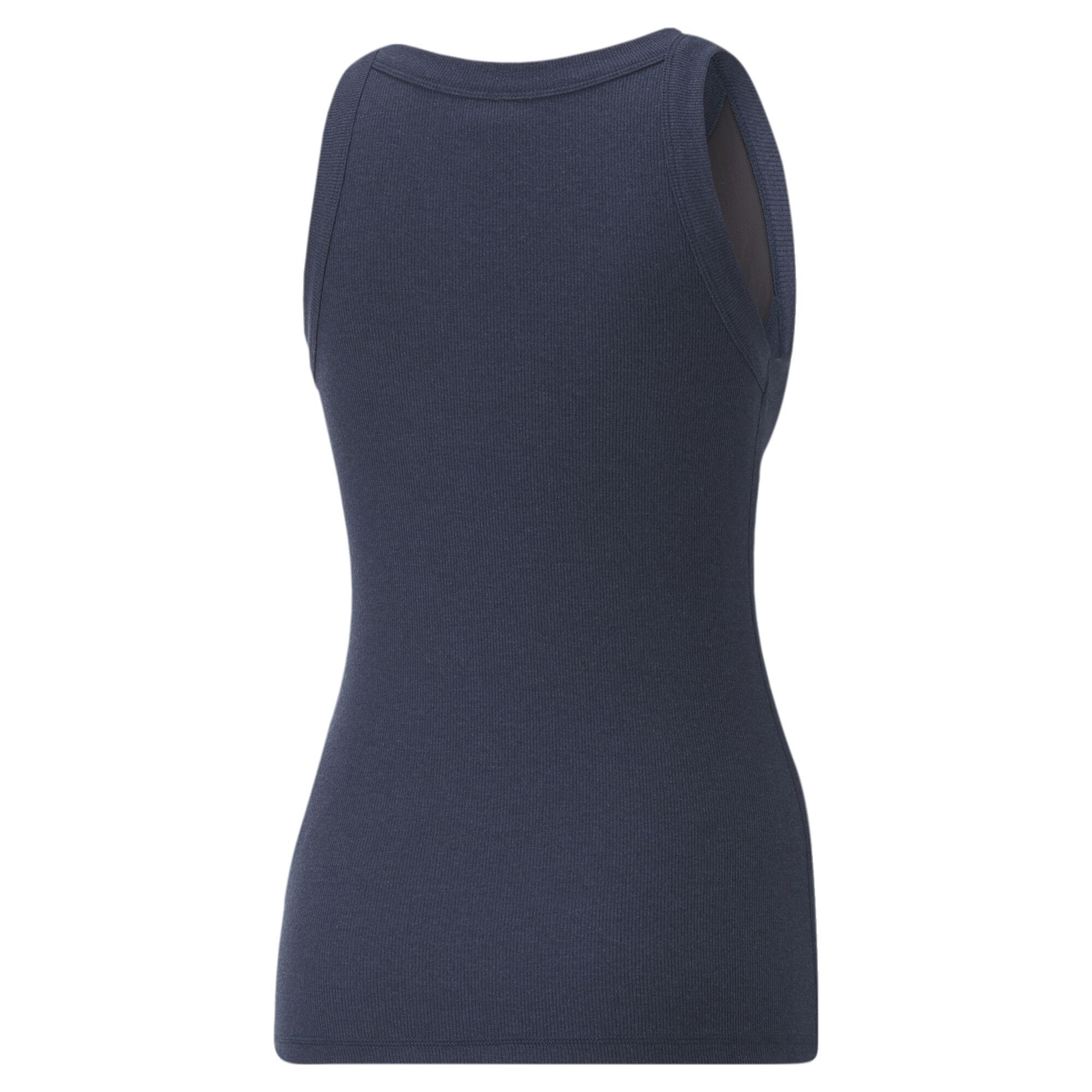 PRODUCT STORY :Layer up your studio look with this premium-quality tank top from PUMA's Exhale collection. Slip it on under a zip or over a sports bra for a look that's as multi-dimensional as your practice. Featuring recycled fabrics and practical power mesh, it looks good, feels good, and does good, too. FEATURES & BENEFITS :Recycled Content: Made with at least 20% recycled material as a step toward a better future. DETAILS :Premium recycled materials.Recycled power mesh insert.Embroidered shine yin yang cat sign off.