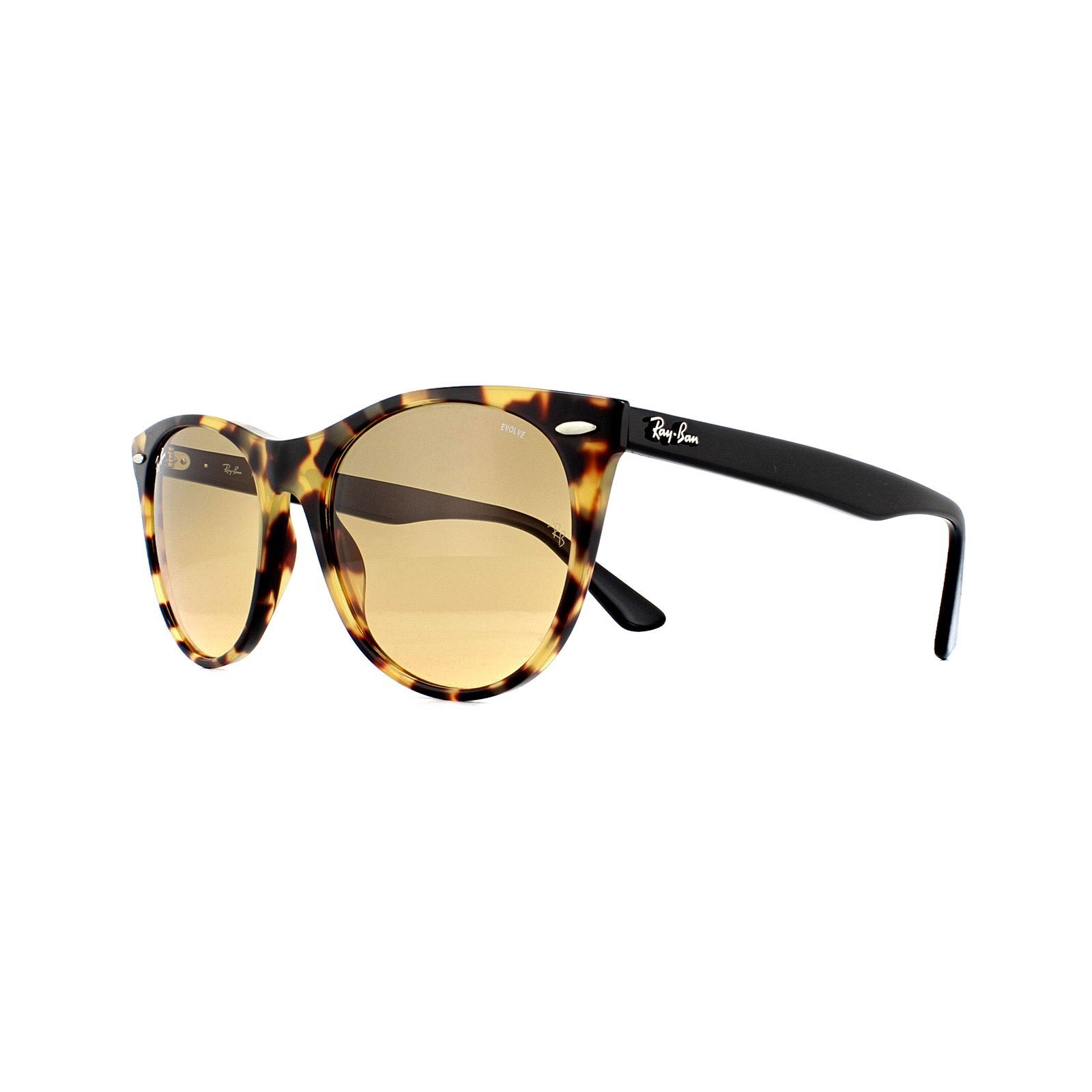 Ray-Ban Wayfarer II RB2185 1248AC Yellow Havana and Black Orange Photochromic are the newest addition to the Wayfarer collection. The Wayfarer II Evolve has taken on a rounded shape for the modern age. With typical Wayfarer characteristics, there's no denying which family these belong to. CornerÂ flicks, winged temples and hinge pins have all been taken from the original Wayfarer. The slim acetate frame and skinny temples deliver a cool and sophisticated feel.