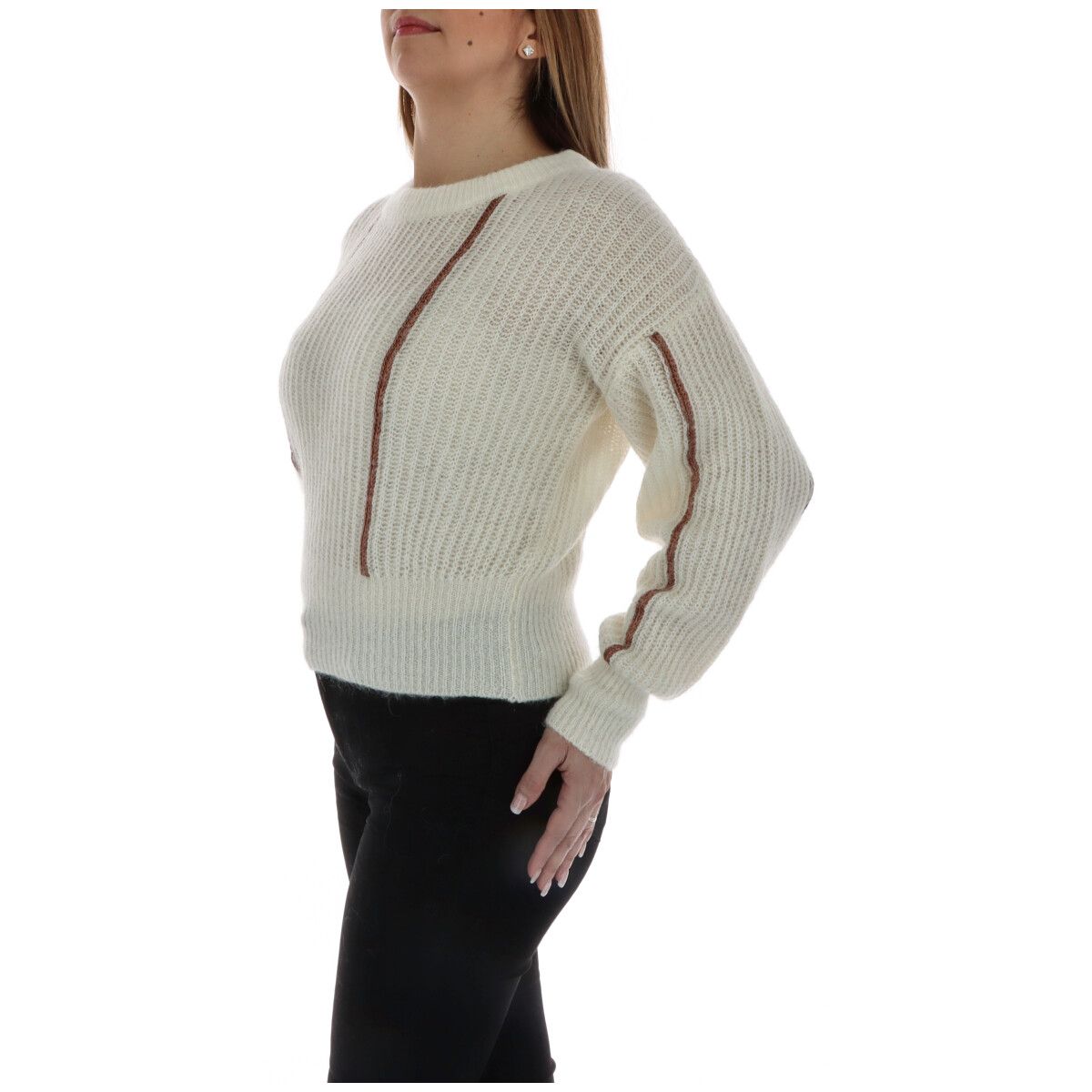 Brand: Pinko Gender: Women Type: Knitwear Season: Fall/Winter  PRODUCT DETAIL; Colour: white; Sleeves: long; Neckline: round neck;  Article code: 1G156L Y6FW  COMPOSITION AND MATERIAL • Composition: -20% alpaca -30% other fibres -1% elastane -20% mohair -59% polyamide -70% viscose;  Washing: machine wash at 30°