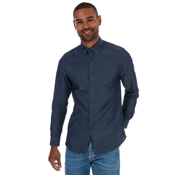 Men's Ted Baker Beaan Dobby Shirt in Blue