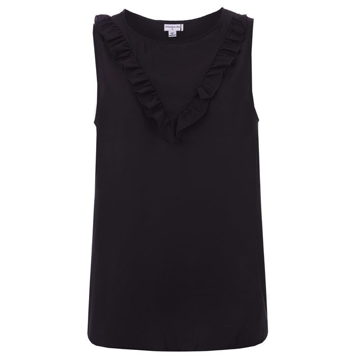 Womens Jaquenline De Yong Pinar Frill Top in Black<BR><BR>- Sleeveless.<BR>- Frill detail to collar.<BR>- Crew neck.<BR>- Shoulder to hem 24in approximately<BR>- 100% Polyester. Machine Washable<BR>- Ref: 15148076<BR><BR>Measurements are intended for guidance only