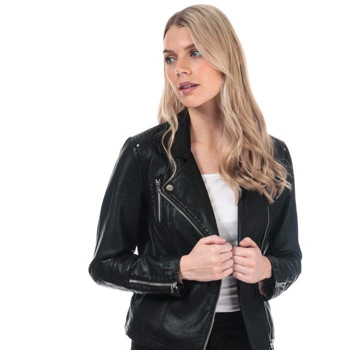 Women's Only Gemma Faux Leather Biker Jacket in Black