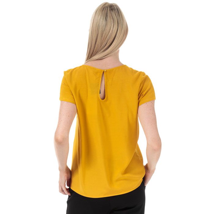 Womens Only First One Life Top in golden yellow.<BR><BR>- Round neck.<BR>- Keyhole detail on reverse with button fastening. <BR>- Short sleeves.<BR>- Loose fit.<BR>- Measurement from shoulder to hem: 24in approximately.<BR>- 100% Viscose.  Machine washable.<BR>- Ref: 15197495<BR><BR>Measurements are intended for guidance only.