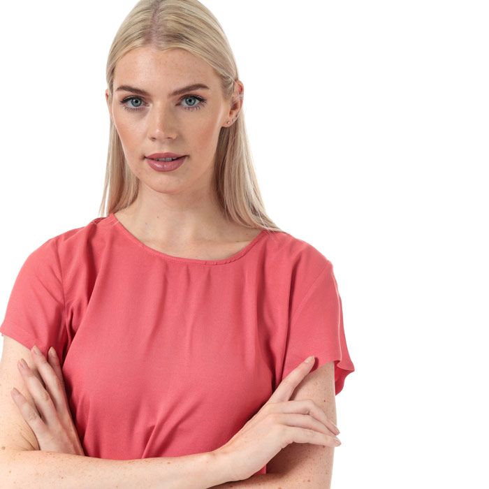 Womens Only First One Life Top in mineral red.<BR><BR>- Round neck.<BR>- Keyhole detail on reverse with button fastening. <BR>- Short sleeves.<BR>- Loose fit.<BR>- Measurement from shoulder to hem: 24in approximately.<BR>- 100% Viscose.  Machine washable.<BR>- Ref: 15197495<BR><BR>Measurements are intended for guidance only.