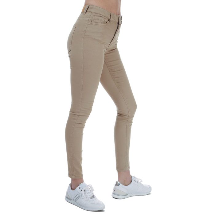 Womens Jacqueline De Yong Lara Life High Skinny Stretch Trousers in beige.<BR><BR>- 5-pocket construction. <BR>- Zip fly and button fastening. <BR>- Functional pockets.<BR>- Branded patch to reverse.<BR>- Skinny fit.<BR>- Regular on the waist.<BR>- 67% Cotton  30% Polyester.  3% Elastane.  Machine washable.<BR>- Ref: 15211785