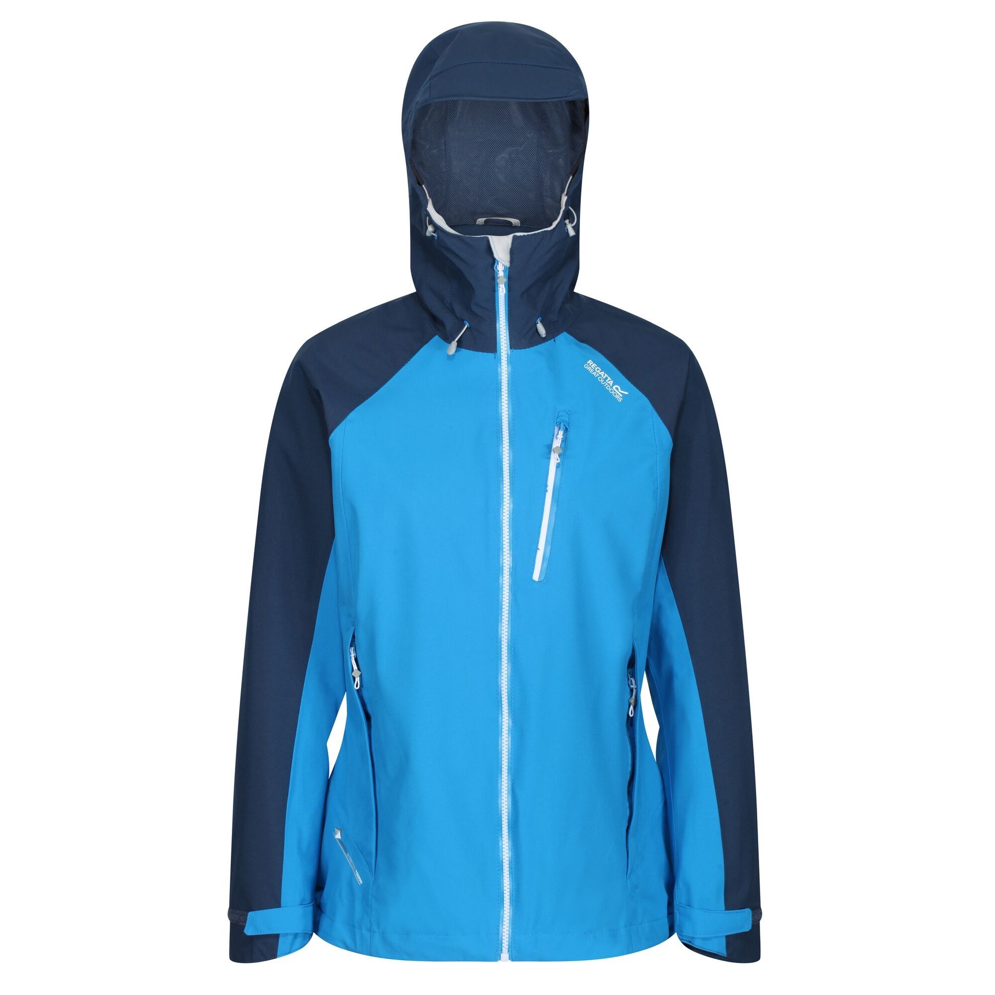 100% Polyester. Clean cut full stretch ISOTEX 10,000 shell jacket. Waterproof and breathable protection. Taped seams. Durable water repellent. Peaked hood with adjusters. Shockcord hem.