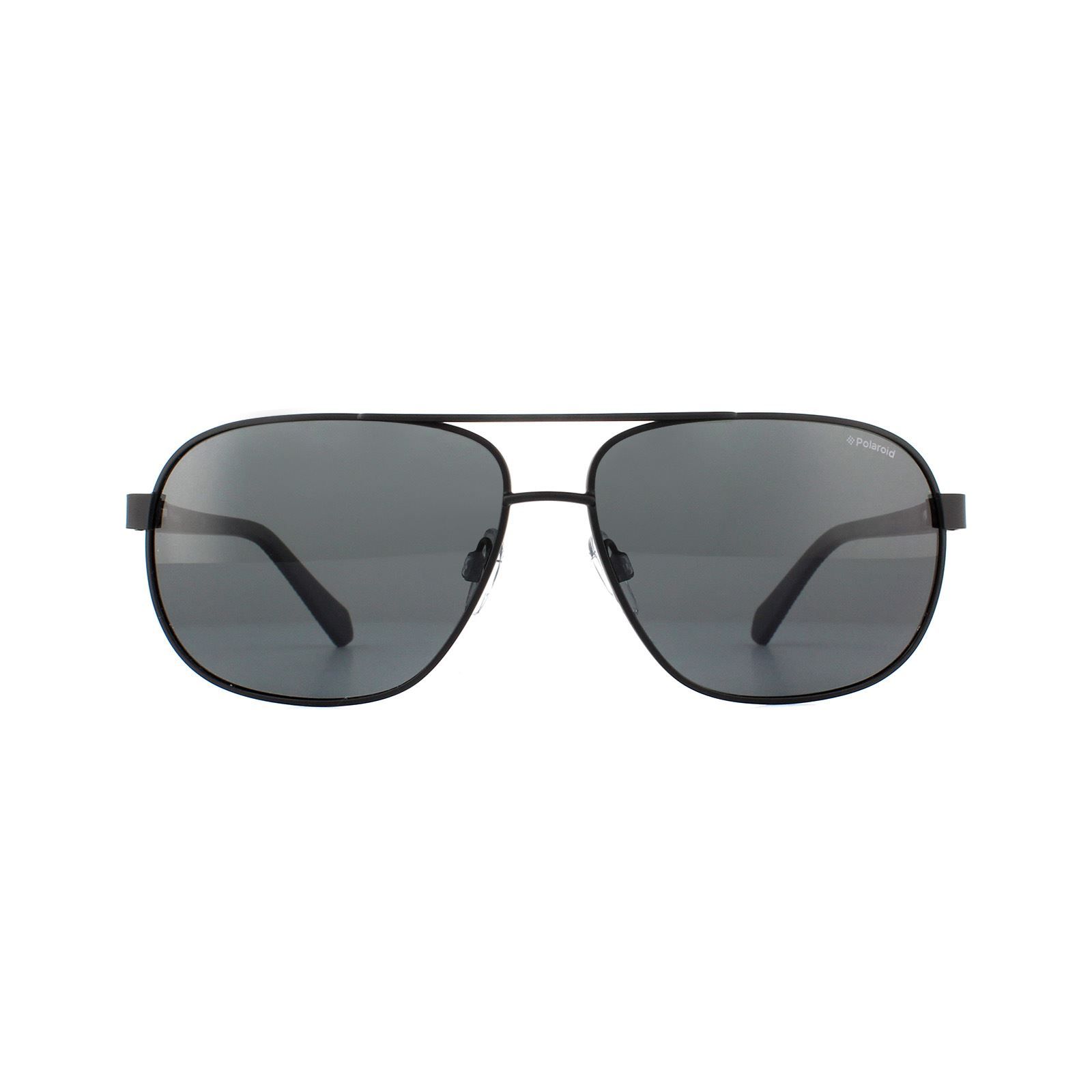 Polaroid Aviator Mens Matte Black Grey Polarized Sunglasses