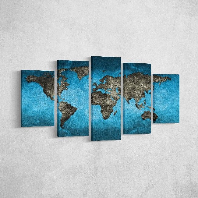 This map-themed picture is the perfect solution for decorating the walls of your home or office. This print allows you to travel with your imagination. Ready to hang. Color: Multicolor | Product Dimensions: W20xD3xH40 cm (2 pcs), W20xD3xH50 cm (2 pcs), W20xD3xH60 cm (1 pcs) | Material: Polyester, Wood | Product Weight: 2,25 Kg | Packaging Weight: 2,50 Kg | Number of Boxes: 1 | Packaging Dimensions: W62xD22xH15 cm.