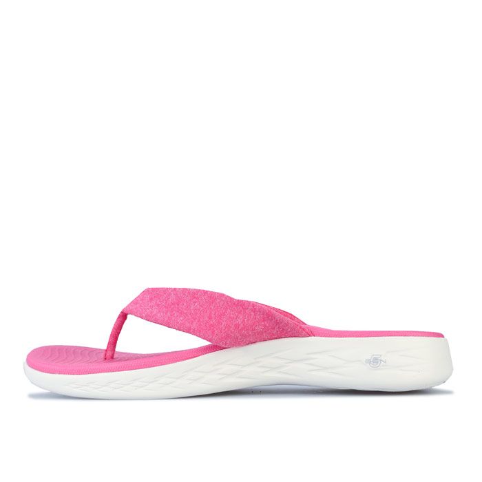 Womens Skechers On The Go 600 - Best Liked Sandals in pink.<BR><BR>Sporty casual comfort thong flip flops.<BR>- Slip on design.<BR>- Soft woven mesh fabric upper with heathered finish.<BR>- Soft fabric toe post.<BR>- Comfortable textile lining.<BR>- Combines a proprietary 'SQUISH' component with Skechers’ exclusive Resalyte® material to help absorb impact.<BR>- Lightweight  high-rebound cushioning with responsive feedback.<BR>- GOga Mat contoured comfort footbed.<BR>- 5GEN® midsole technology provides responsive cushioning and shock absorption.<BR>- Side S logo.<BR>- Multi-directional traction outsole.<BR>- Textile upper  Textile and synthetic lining  Synthetic sole.<BR>- Ref: 16154- PNK