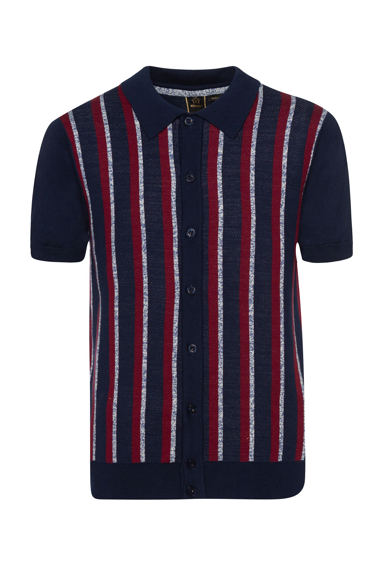 Wilmot Vertical Stripes Knit Polo In Navy