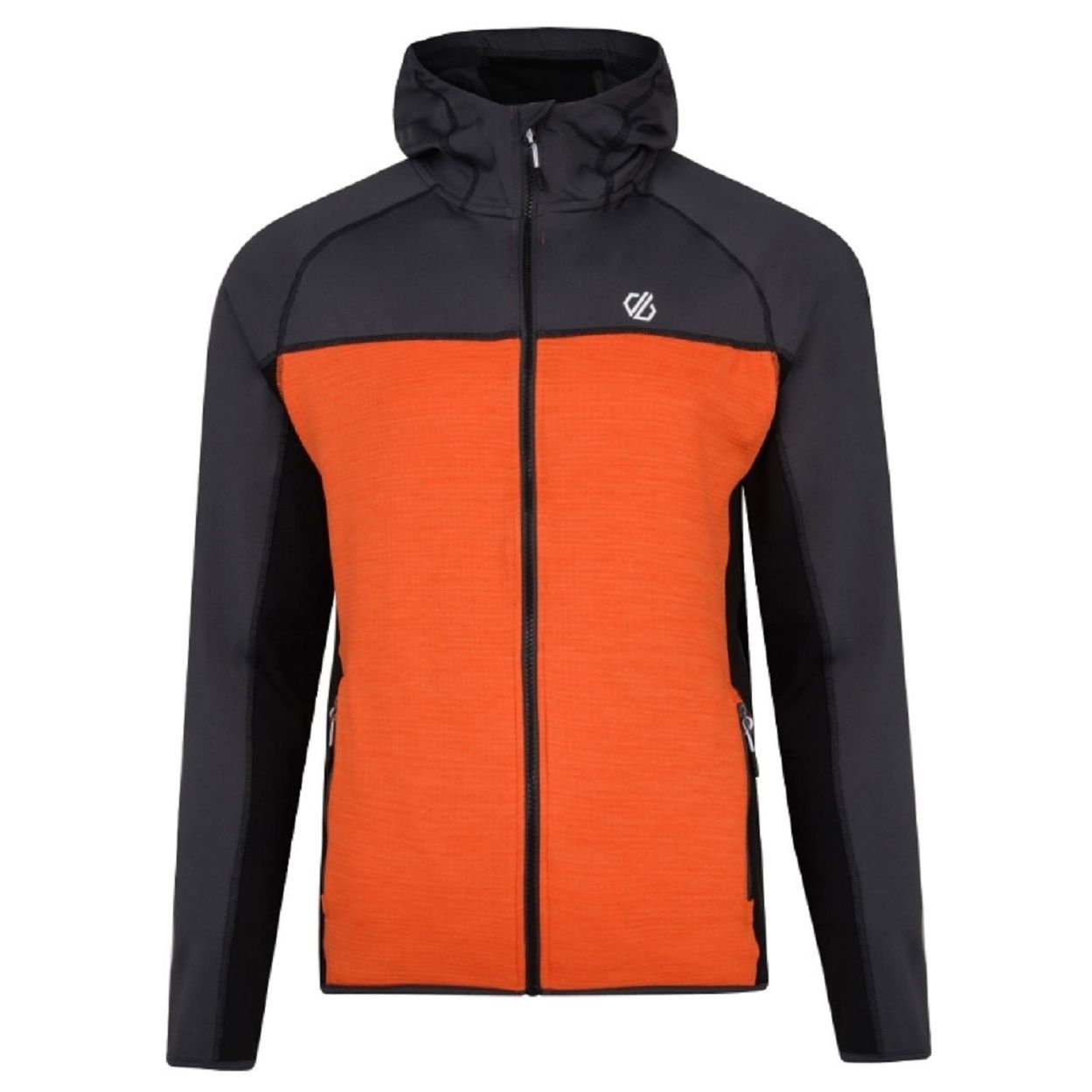 88% polyester, 12% elastane. Lightweight Ilus Core warm backed knitted stretch fabric with marl mix. Quick drying. Grown on hood. Full length zip. Inner zip & chin guard. 2 x lower zip pockets. Stretch binding to cuffs and hem.
