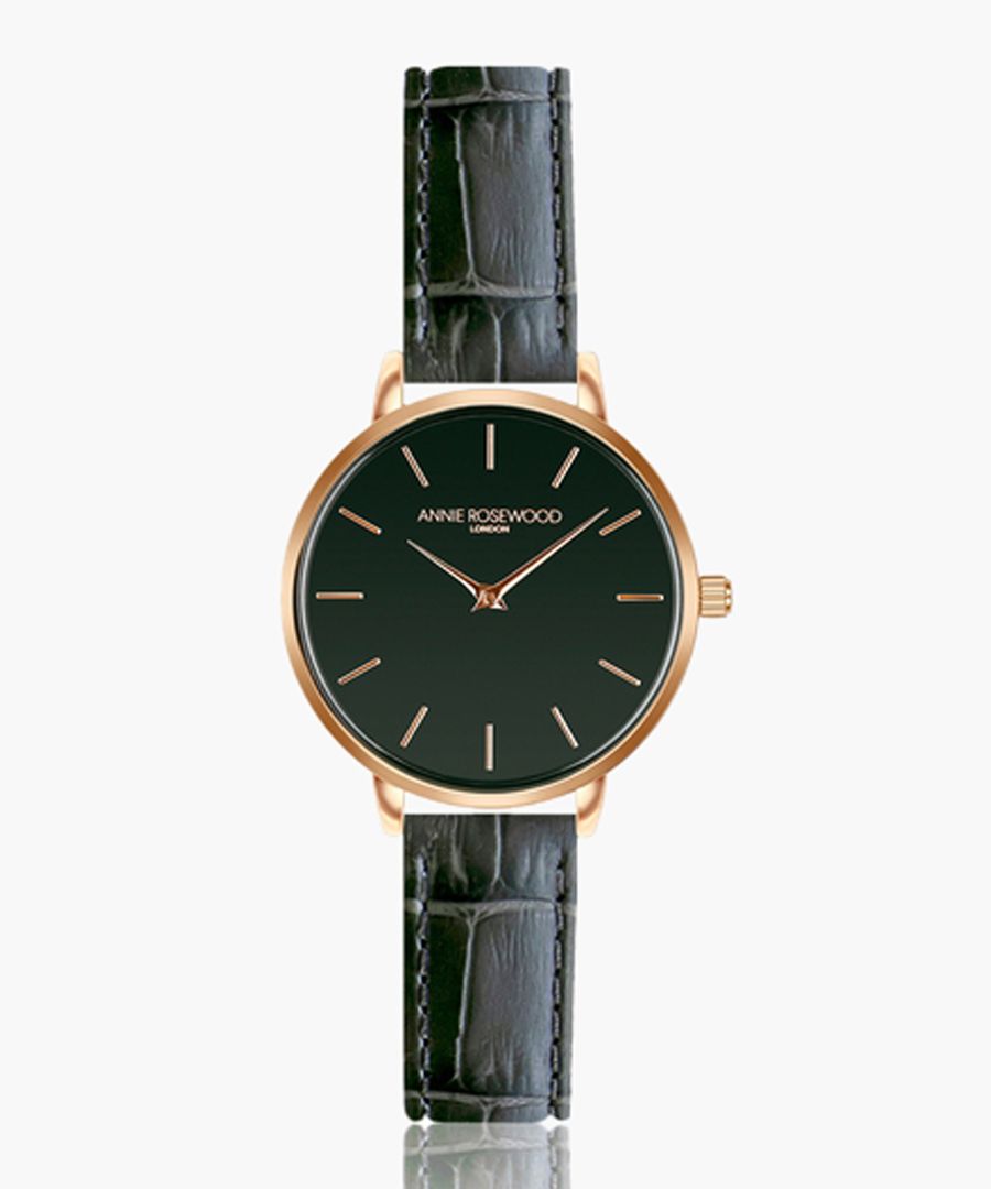 Rose gold-tone and graphite watch