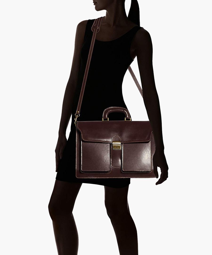 Dark brown leather satchel