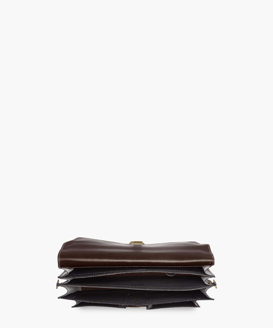 Dark brown leather satchel