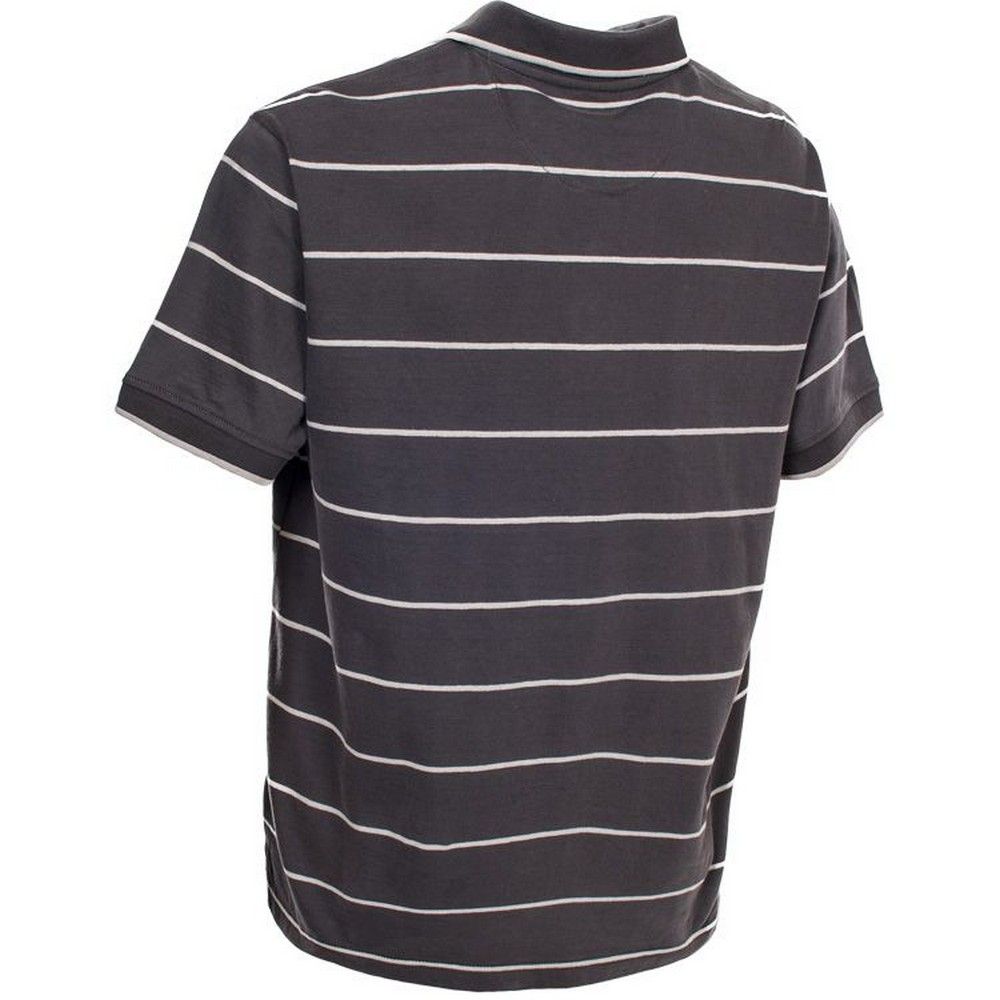 Mens short sleeve polo shirt. Button fastening. Contrast rib tipping on collar and cuffs. Yarn dyed stripes. Fabric: 100% cotton jersey. Sizing (chest): S (35-37in/89-94cm), M (38-40in/96.5-101.5cm), L (41-43in/104-109cm), XL (44-46in/111.5-117cm), XXL (46-48in/117-122cm). Machine washable.