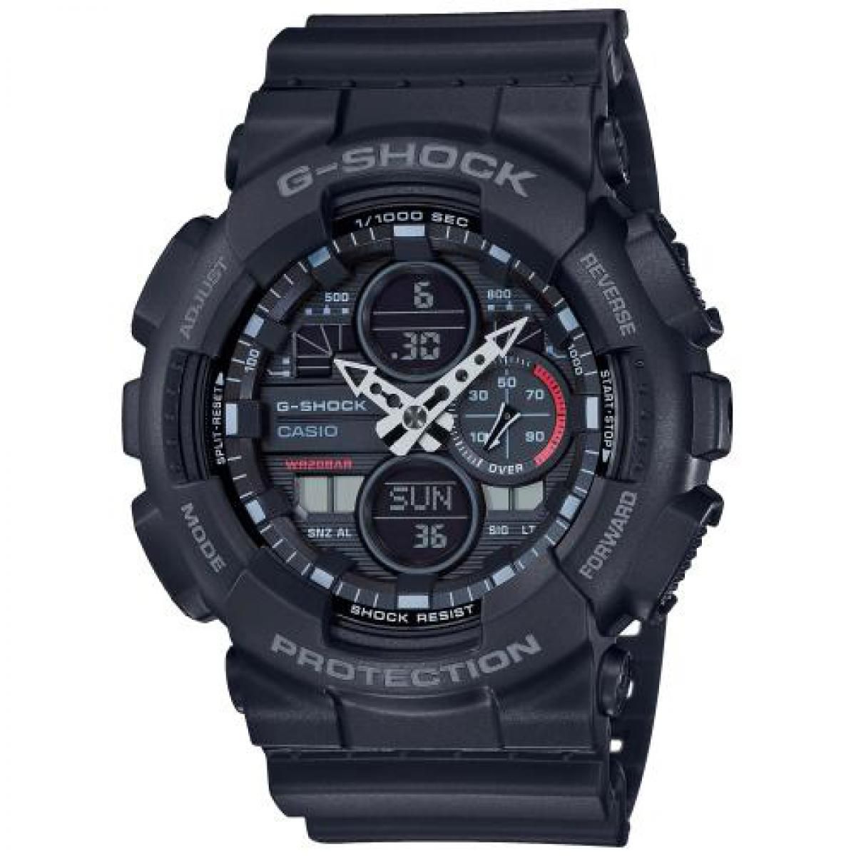 This Casio G-shock Analogue-Digital Watch for Men is the perfect timepiece to wear or to gift. It's Black 48 mm Round case combined with the comfortable Black Plastic will ensure you enjoy this stunning timepiece without any compromise. Operated by a high quality Quartz movement and water resistant to 20 bars, your watch will keep ticking. Stylish- Sporty and a modern design, very suitable for Men -The watch has a calendar function: Day-Date, Worldtime, Stop Watch, Timer, Alarm, Light High quality 21 cm length, 28 mm wide, Black Plastic strap with a Buckle Case diameter: 48 mm, Case height: 14 mm and Case color: Black Dial color: Black