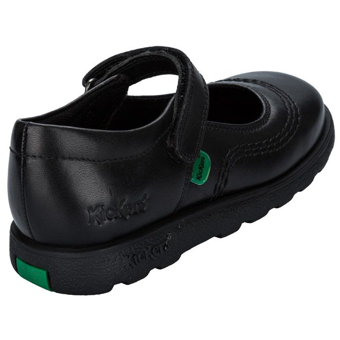 Infant Girls Kickers Fragma Pop Shoe in Black<BR><BR>-Hook and loop fastening<BR>-Open tongue<BR>-Padded collar<BR>-Cushioned sole<BR>-Branded tab to side<BR>-Branding to heel and tab<BR>-Leather Upper  Textile Lining  Synthetic Sole<BR>-Ref: 114850