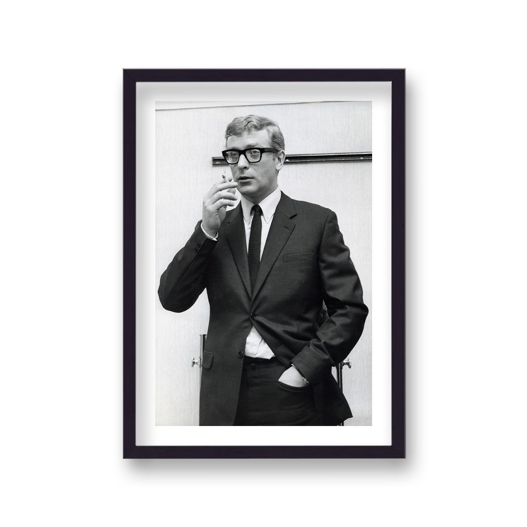 Michael Caine in Relaxed Mood Smoking Cigarette During Photo Shoot Vintage Icon Print