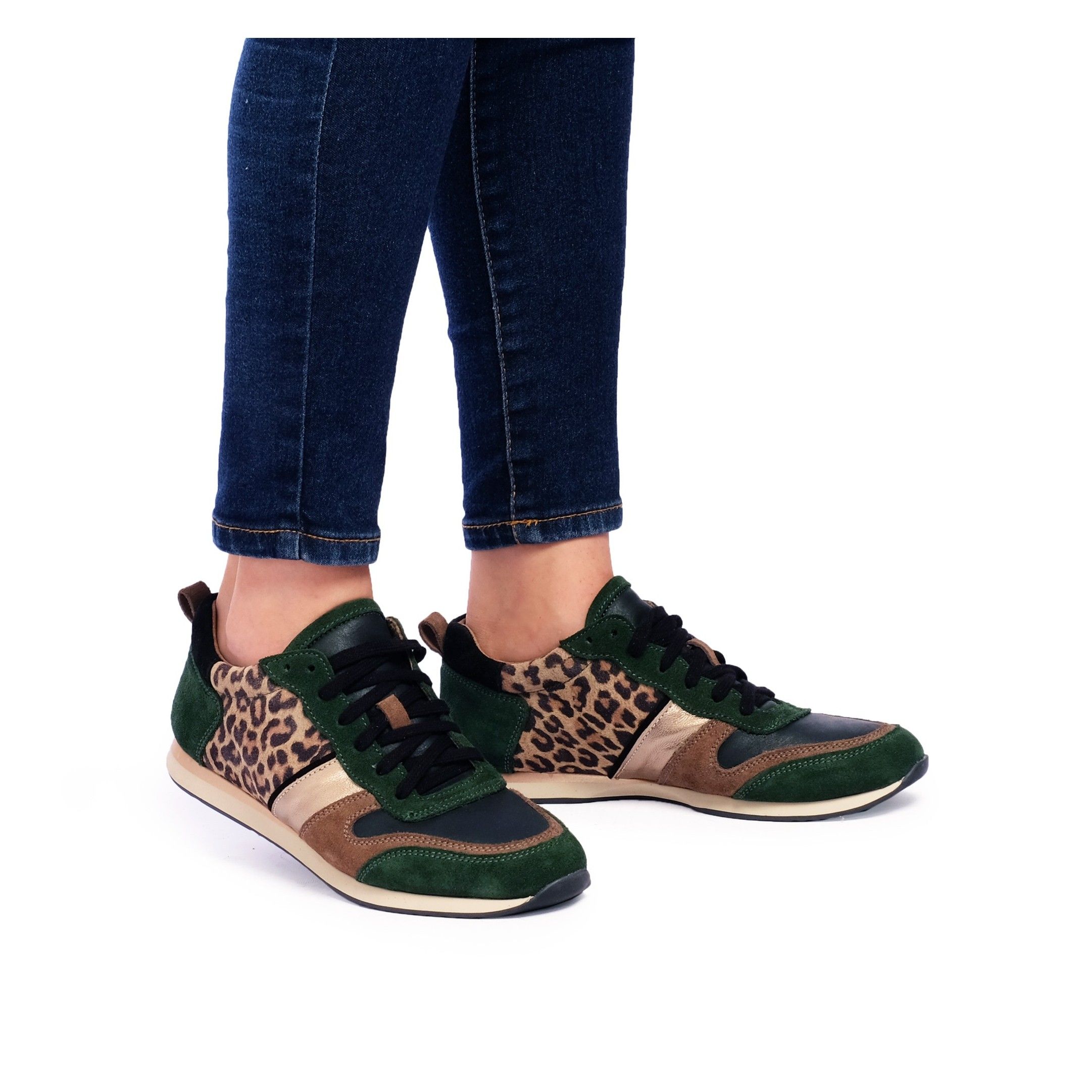 Eva López Leather Sneaker Women Laces Green Shoes
