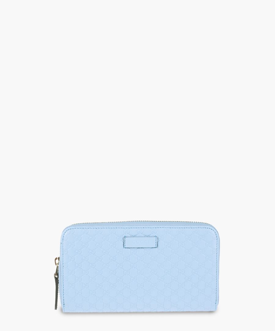 Guccissima pale blue leather zip-up purse