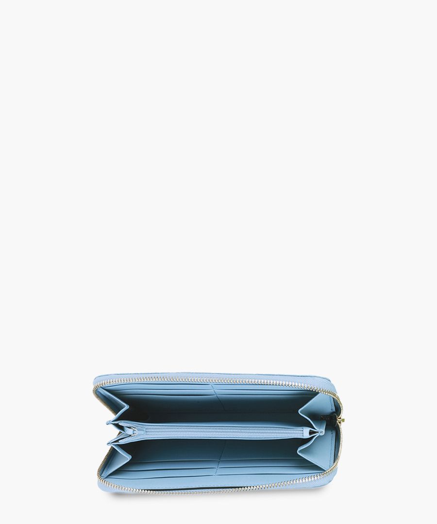 Guccissima pale blue leather zip-up purse
