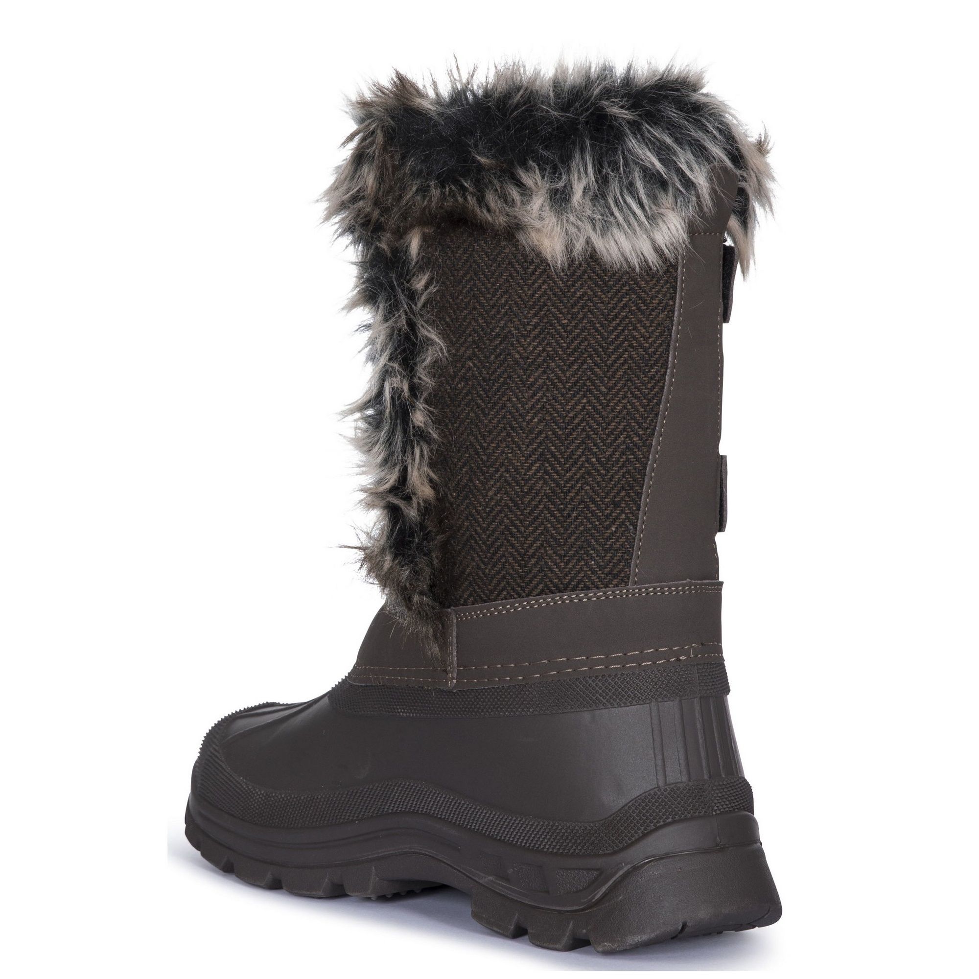 Womens snowboot. Insulated and warm fleece lined. Water resistant textile upper. Waterproof rubber shell outsole. Adjustable touch fastening. Synthetic fur trim. Upper: PU/Textile/Synthetic Fur, Lining: Fleece, Outsole: Rubber.