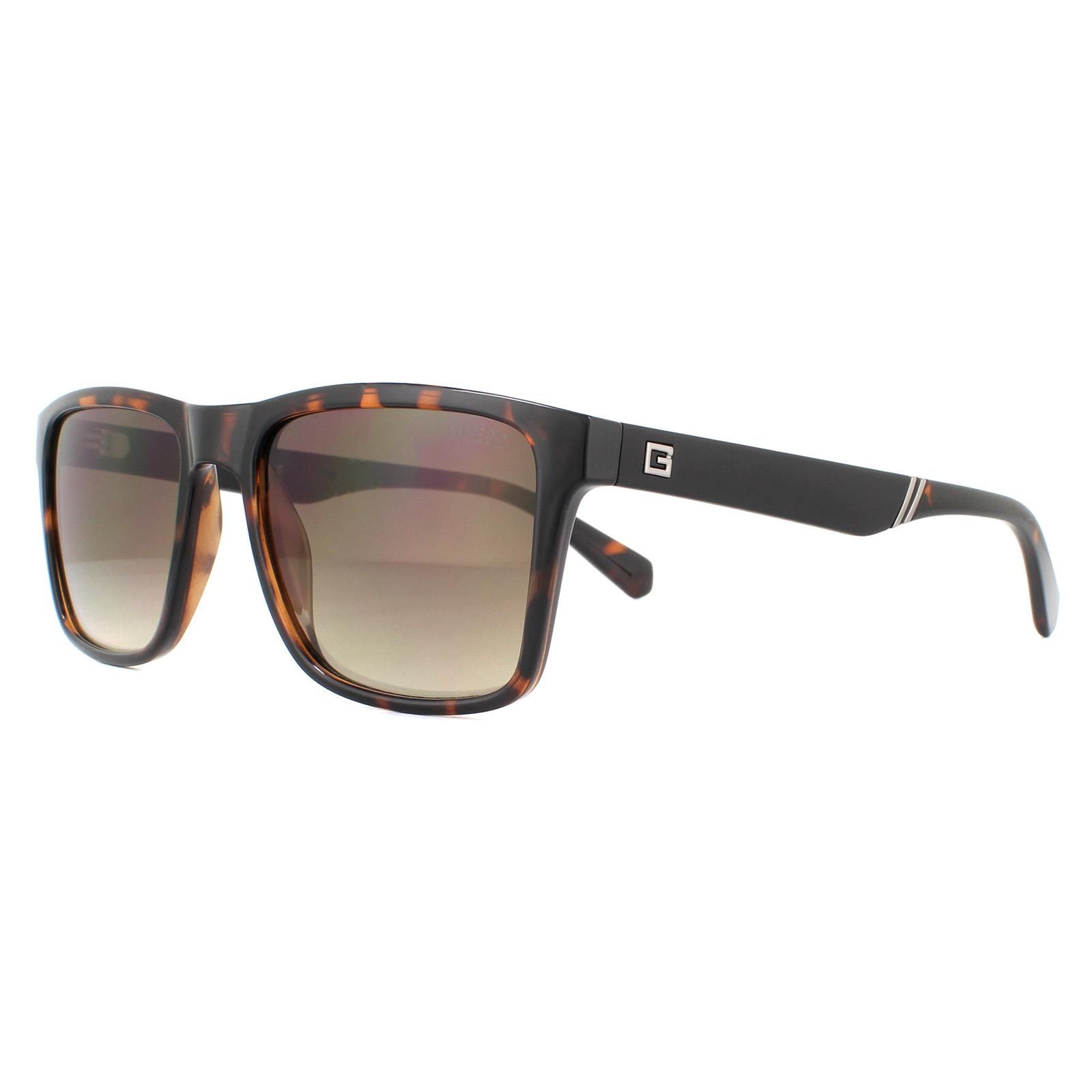 Guess Sunglasses GU6928 52G Dark Havana Black Brown Gradient are a classic rectangular style with the Guess G logo on the temples.