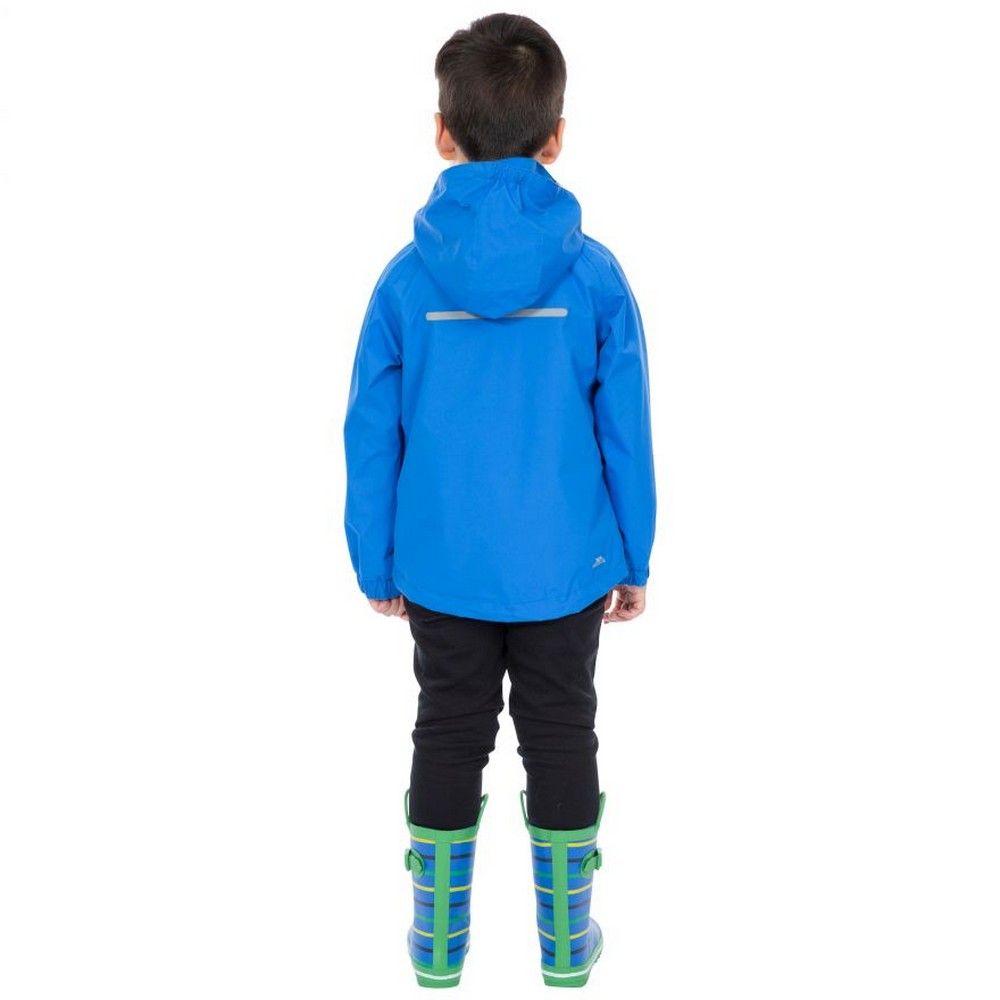 Shell: 100% Polyester, PVC coating, Lining: 100% Polyester. Striped inner lining. Detachable/stud off hood. 3 zip pockets. Contrast front zip. Elasticated cuff with tab adjuster. Waterproof 3000mm, windproof, taped seams. Trespass Childrens Chest Sizing (approx): 2-3 Years - 21in/53cm, 3-4 Years - 22in/56cm, 5-6 Years - 24in/61cm, 7-8 Years - 26in/66cm, 9-10 Years - 28in/71cm, 11-12 Years - 31in/79cm.