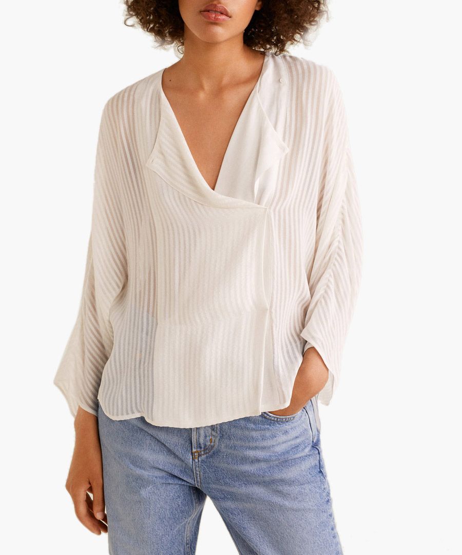 Off-white textured chiffon blouse