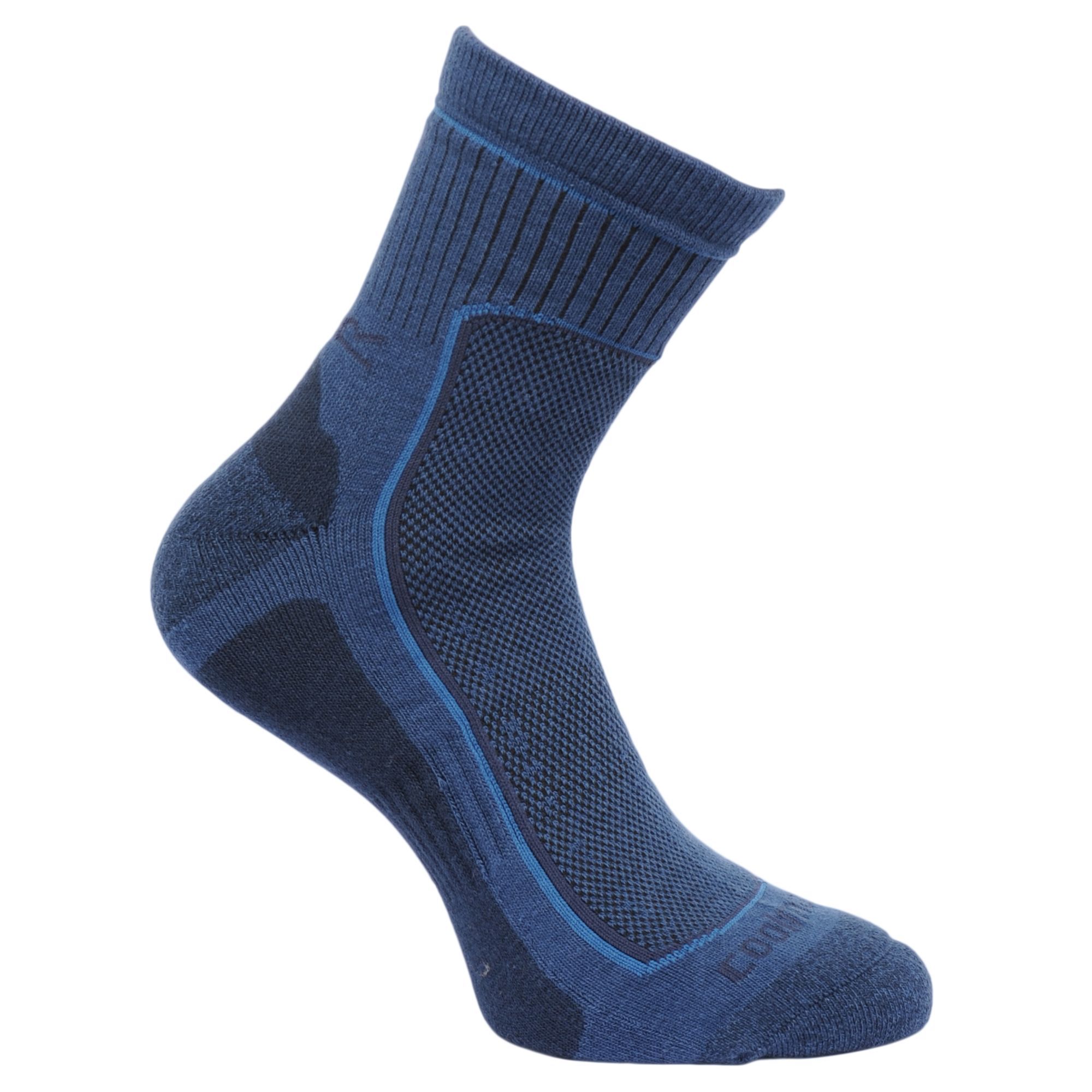 The mens Active Lifestyle Sock combines Coolmax fibres with a natural and synthetic blend for ultimate moisture-reducing comfort. Lightly cushioned to prevent rubbing, this comfy everyday pair come delivered in packs of two. Coolmax 38%, Cotton 35%, Polyester 15%, Polyamide 10%, Elastane 2%.