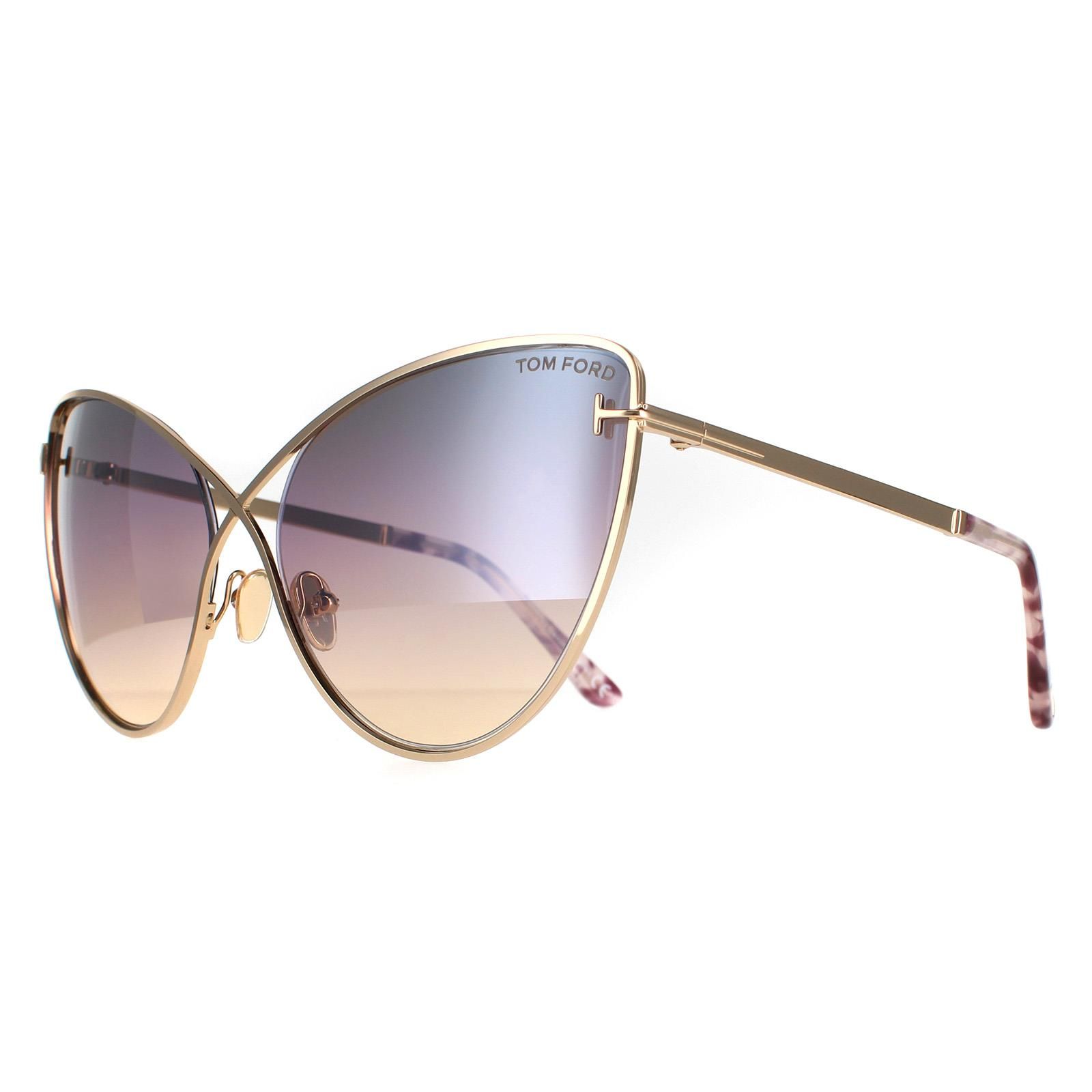 Tom Ford Cat Eye Womens Gold Brown Pink Yellow Gradient Steel Flash FT0786 Leila  Sunglasses