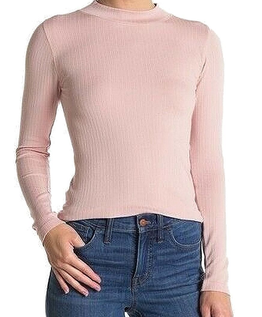 Color: Pinks Size Type: Regular Size (Women's): S Sleeve Length: Long Sleeve Type: Blouse Style: Knit Top Neckline: Mock Neck Pattern: Solid Theme: Classic Material: Rayon