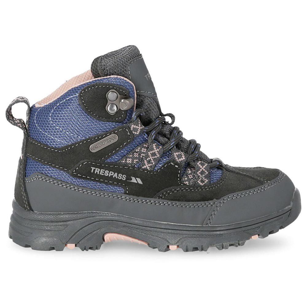 Trail mid cut boot. Waterproof and breathable membrane. Gusseted tongue. Protective and durable all-round mudguard. Ankle supportive cushioned collar and tongue. Arch stabilising and supportive shank. Cushioned and moulded footbed. Durable traction outsole. Upper: Suede/PU/Mesh, Lining: Textile, Insole: EVA, Outsole: TPR.